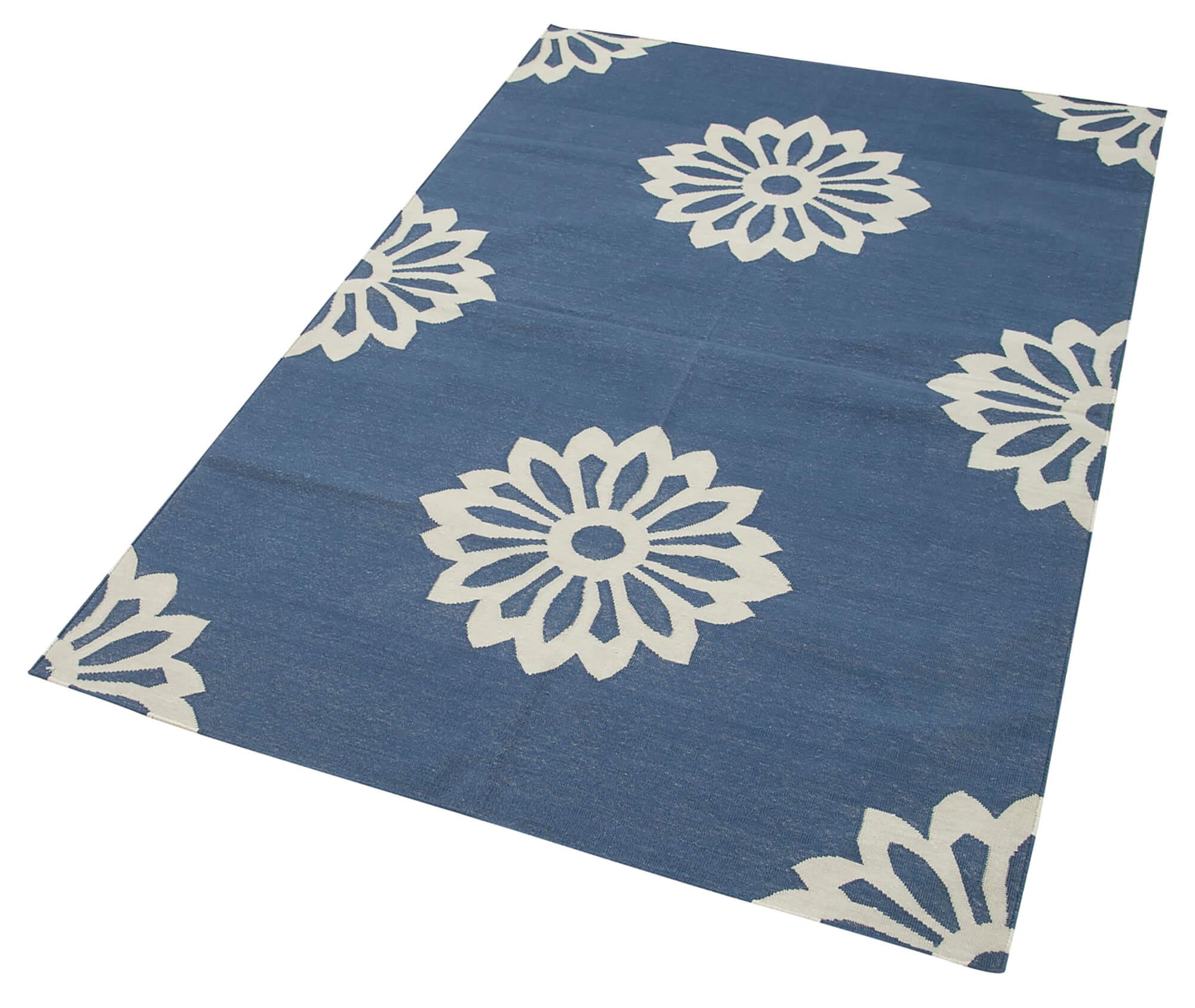 4 x 5 Blue Dhurrie Rug - 2914