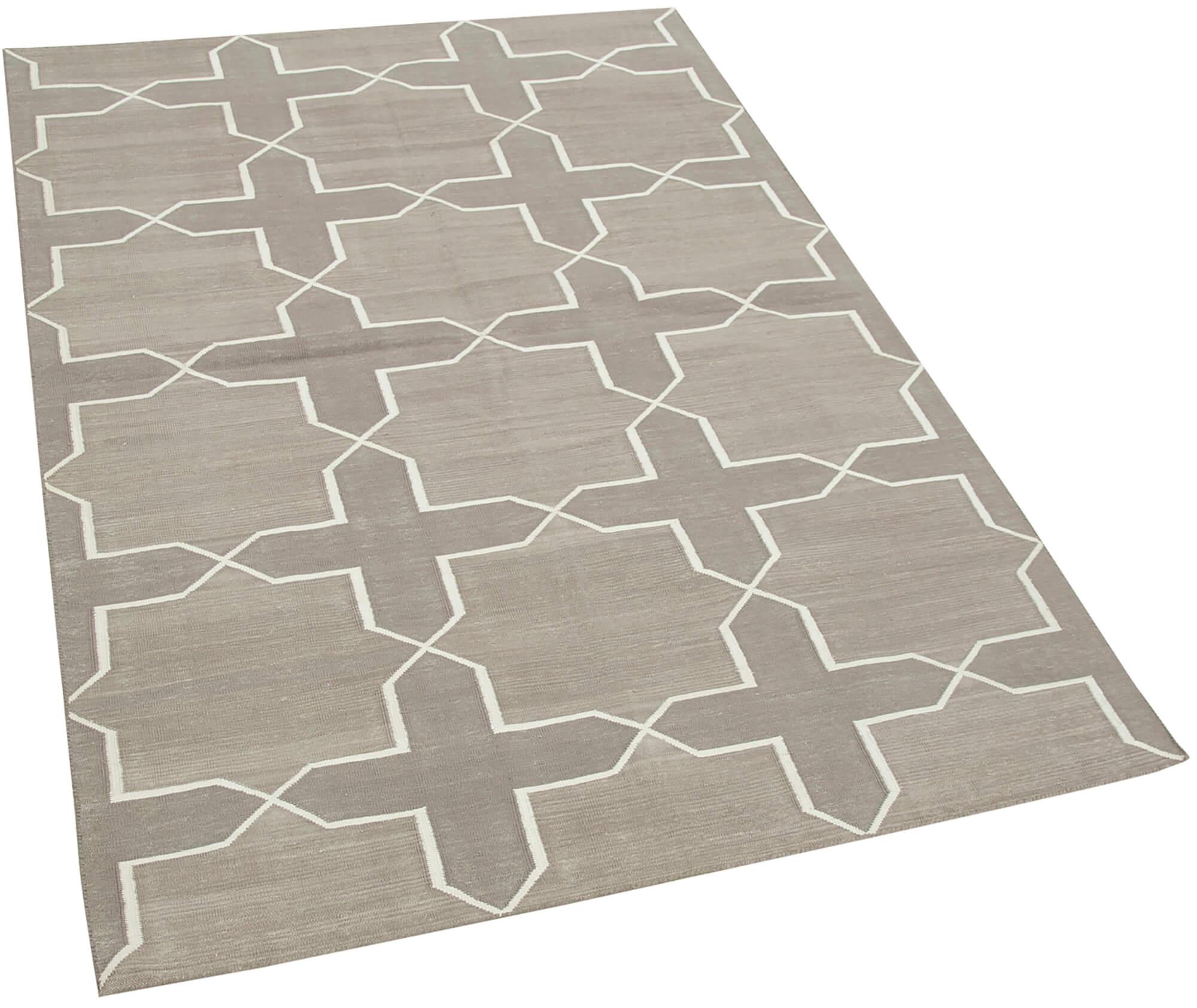 4 x 6 White Dhurrie Rug - 2915