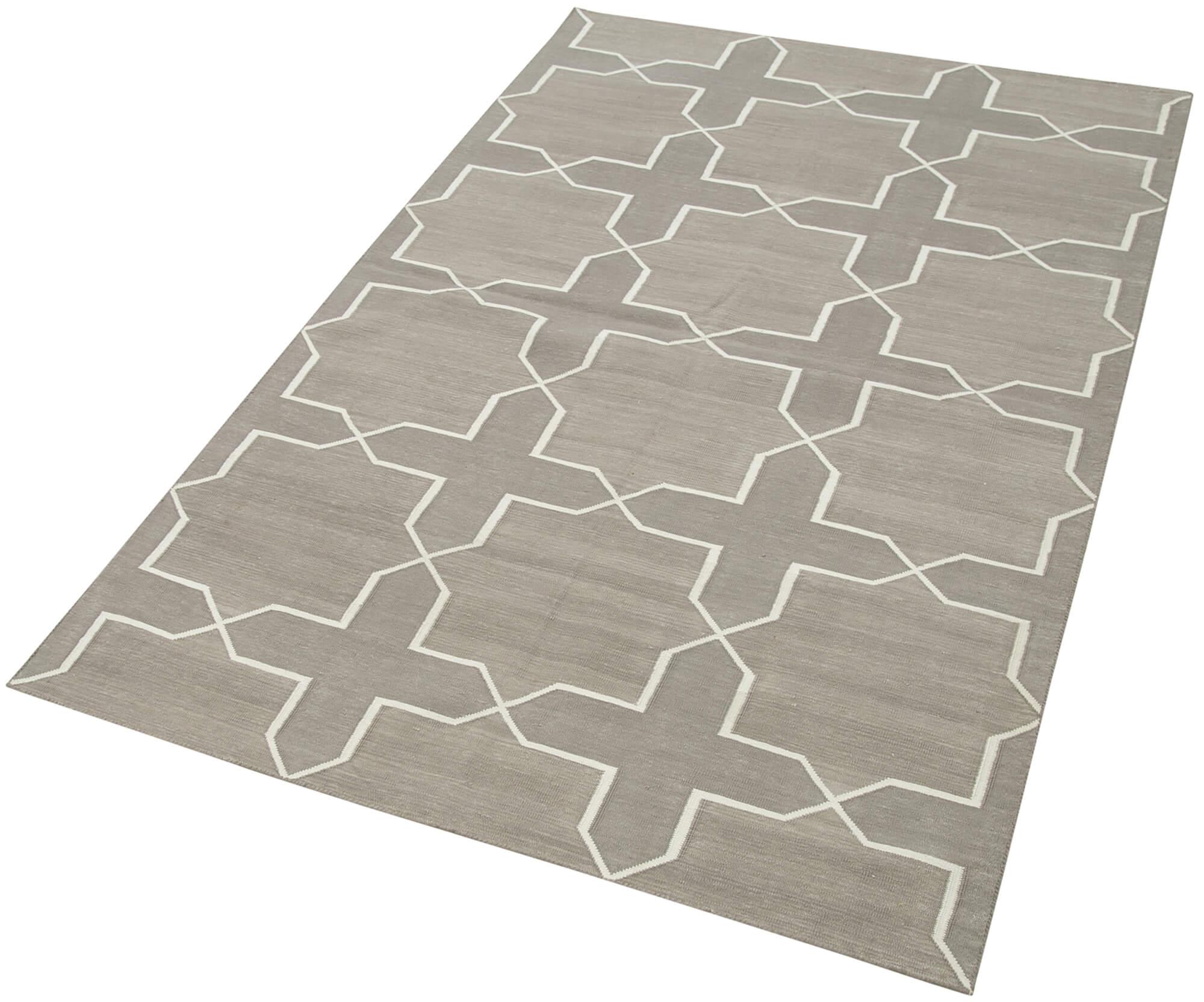 4 x 6 White Dhurrie Rug - 2915