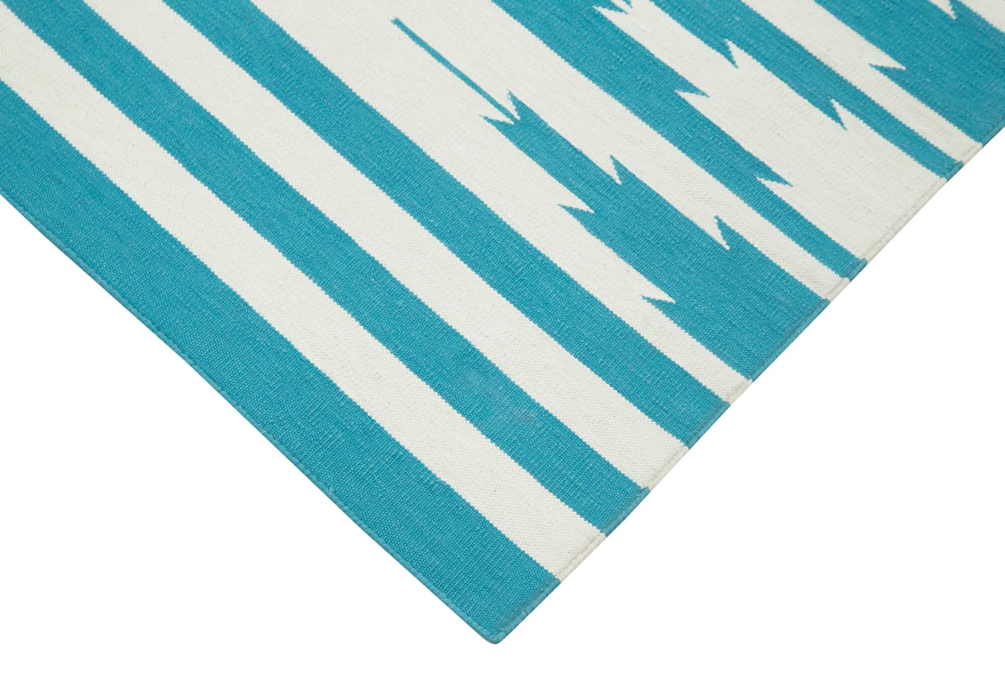 3 x 5 Turquoise Dhurrie Rug - 2926