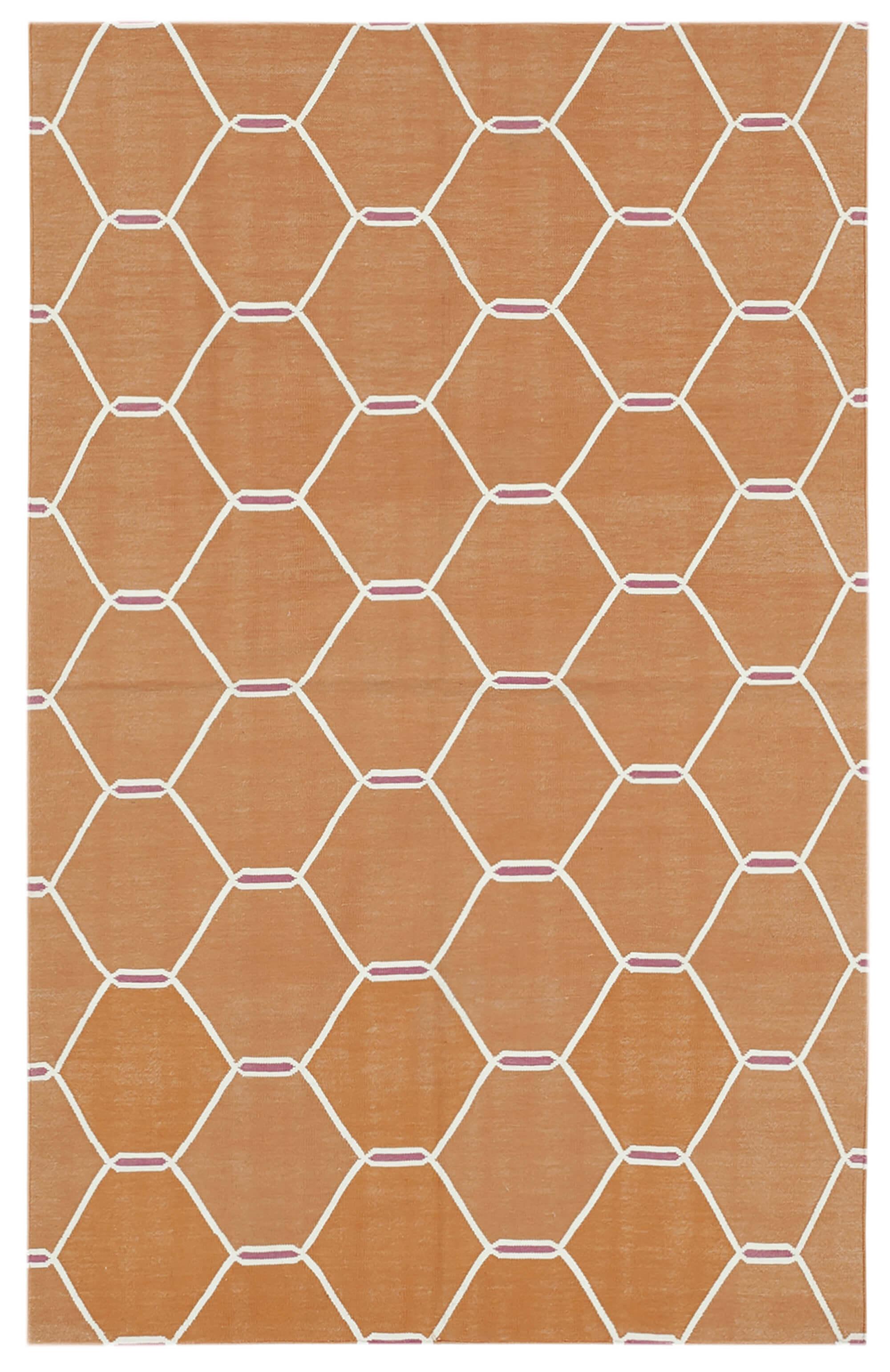 3 x 5 Orange Dhurrie Rug - 2932