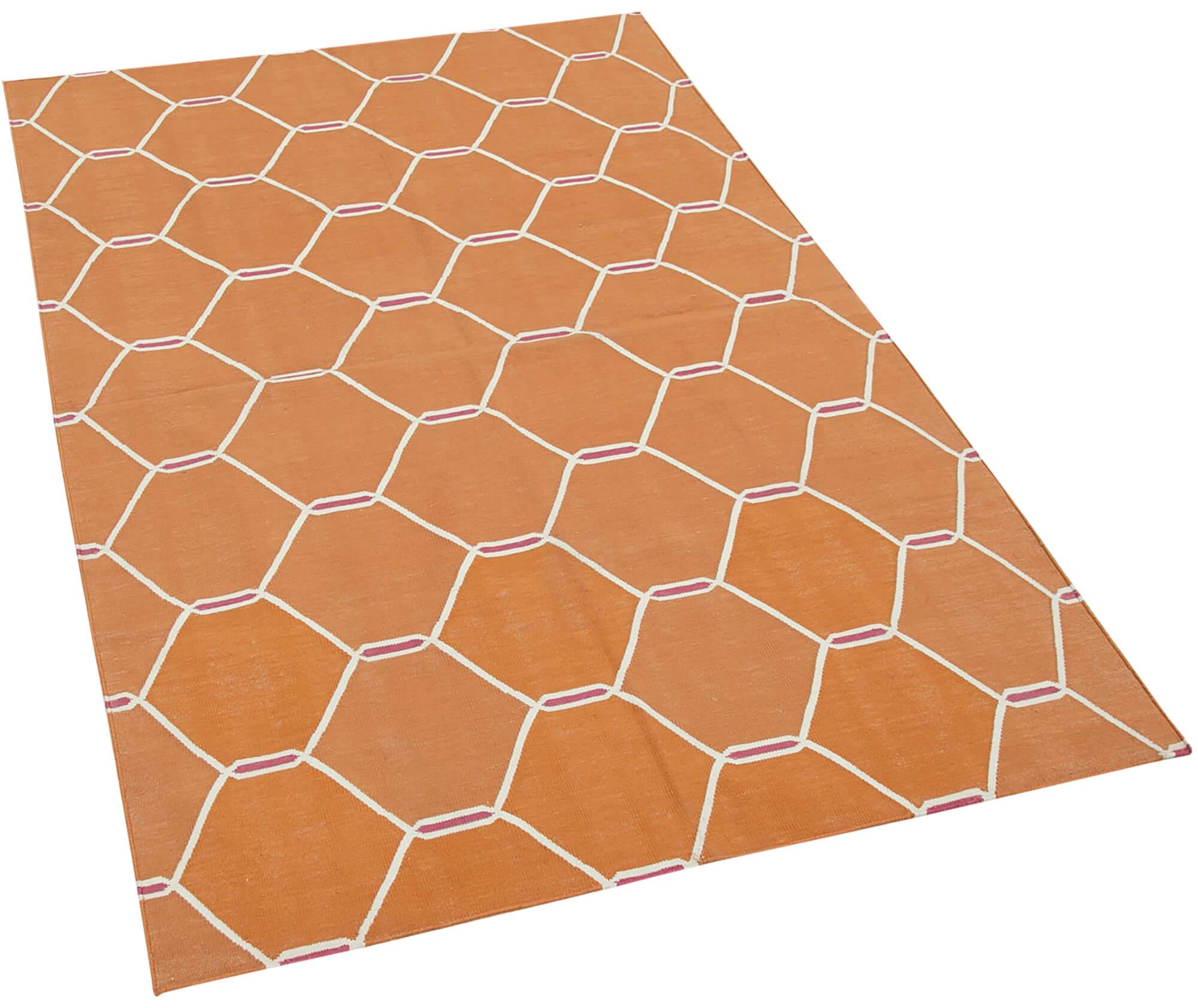 3 x 5 Orange Dhurrie Rug - 2932