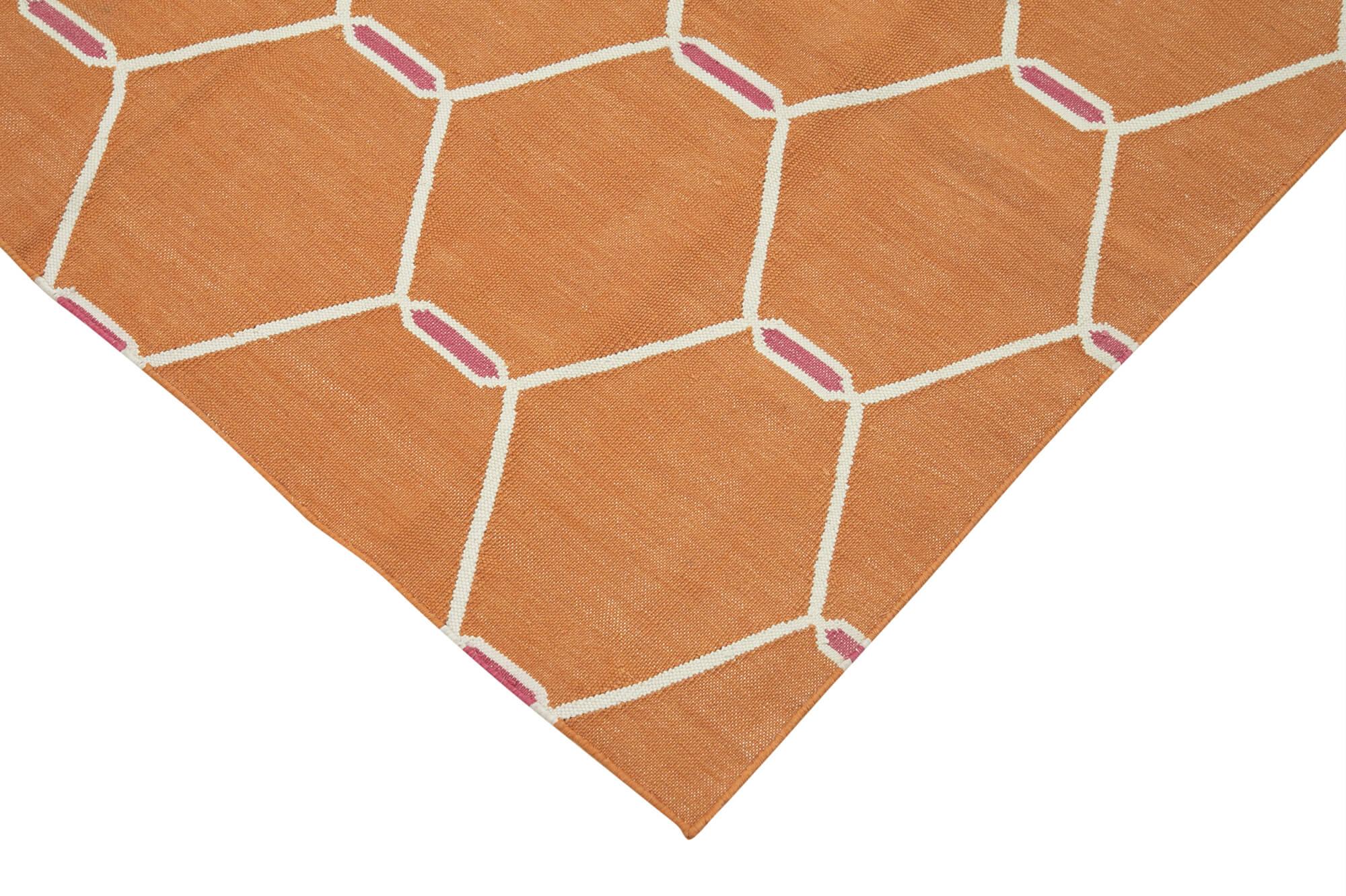 3 x 5 Orange Dhurrie Rug - 2932