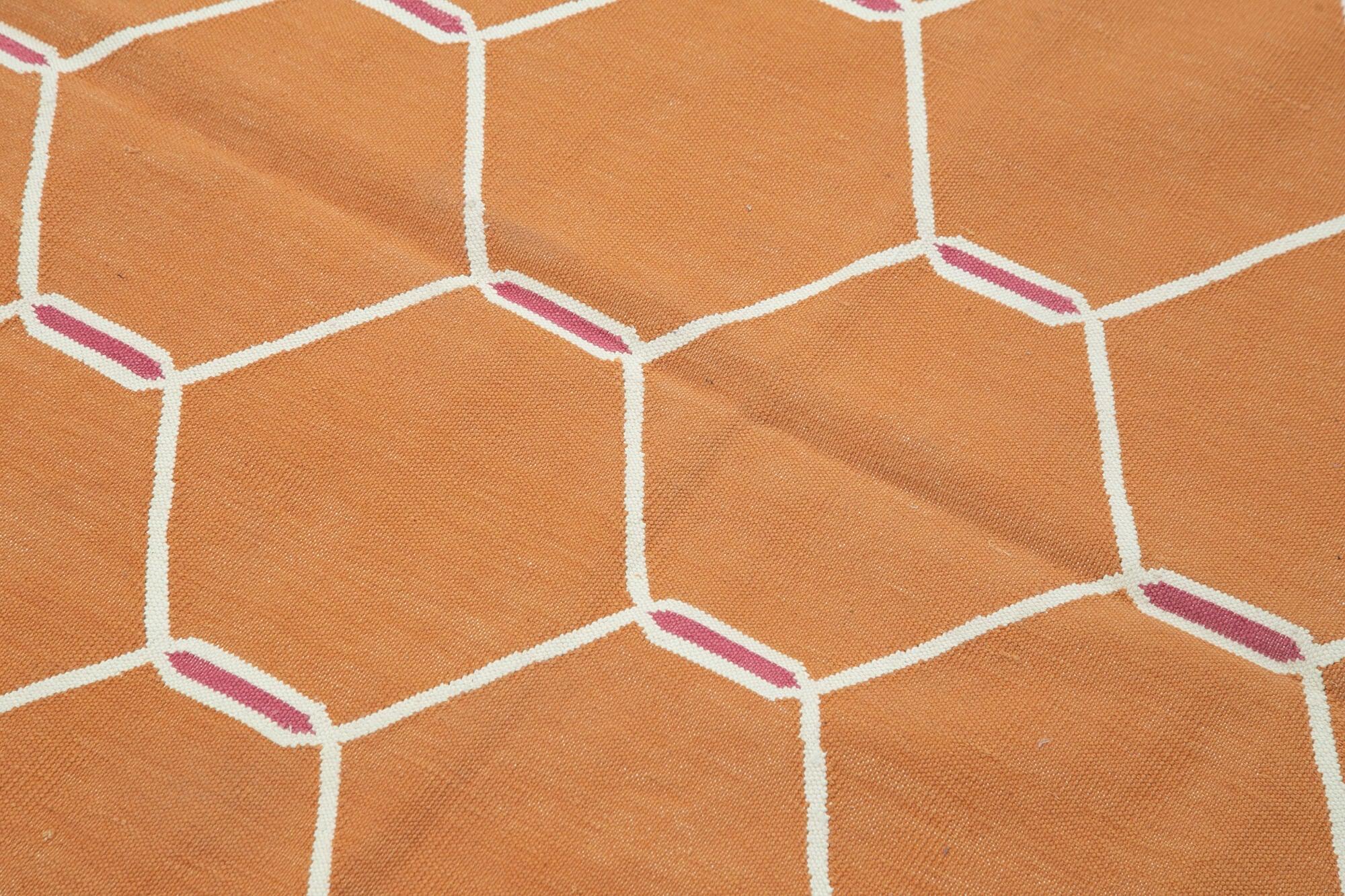 3 x 5 Orange Dhurrie Rug - 2932