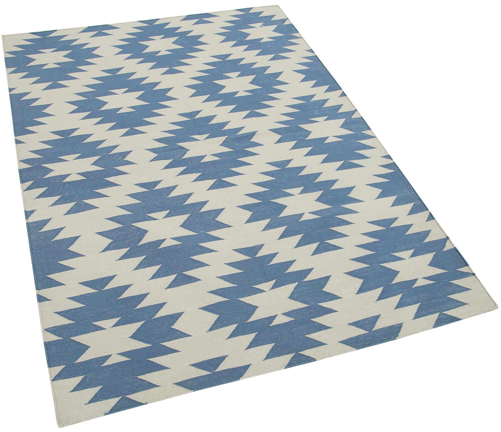 4 x 5 Blue Dhurrie Rug - 2934