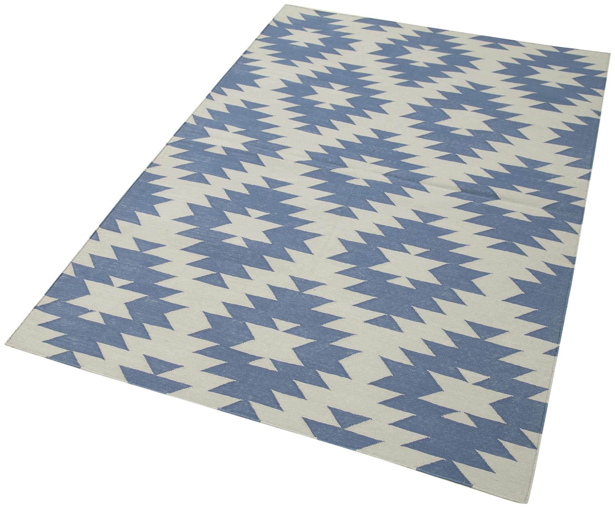 4 x 5 Blue Dhurrie Rug - 2934