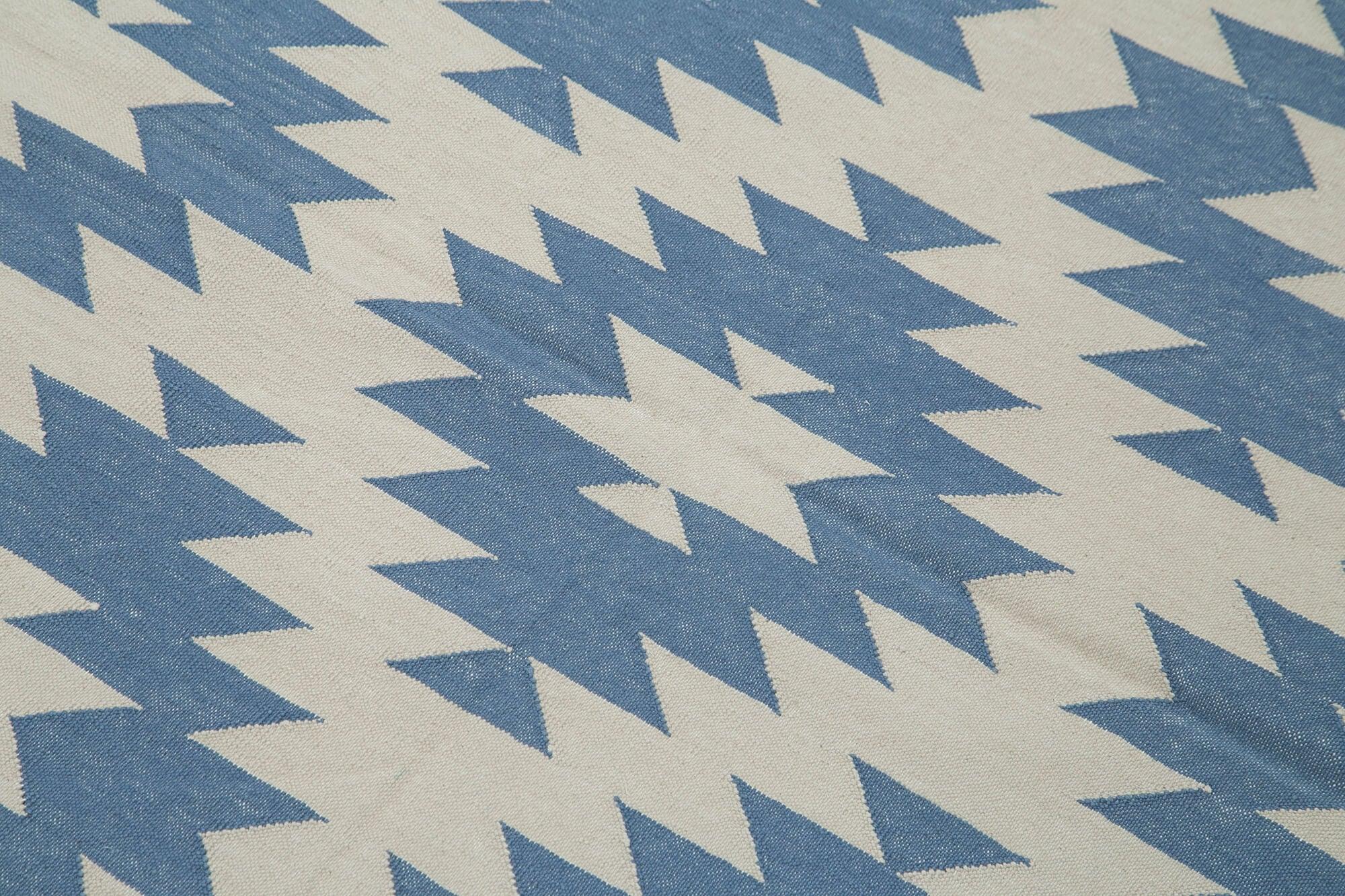 4 x 5 Blue Dhurrie Rug - 2934