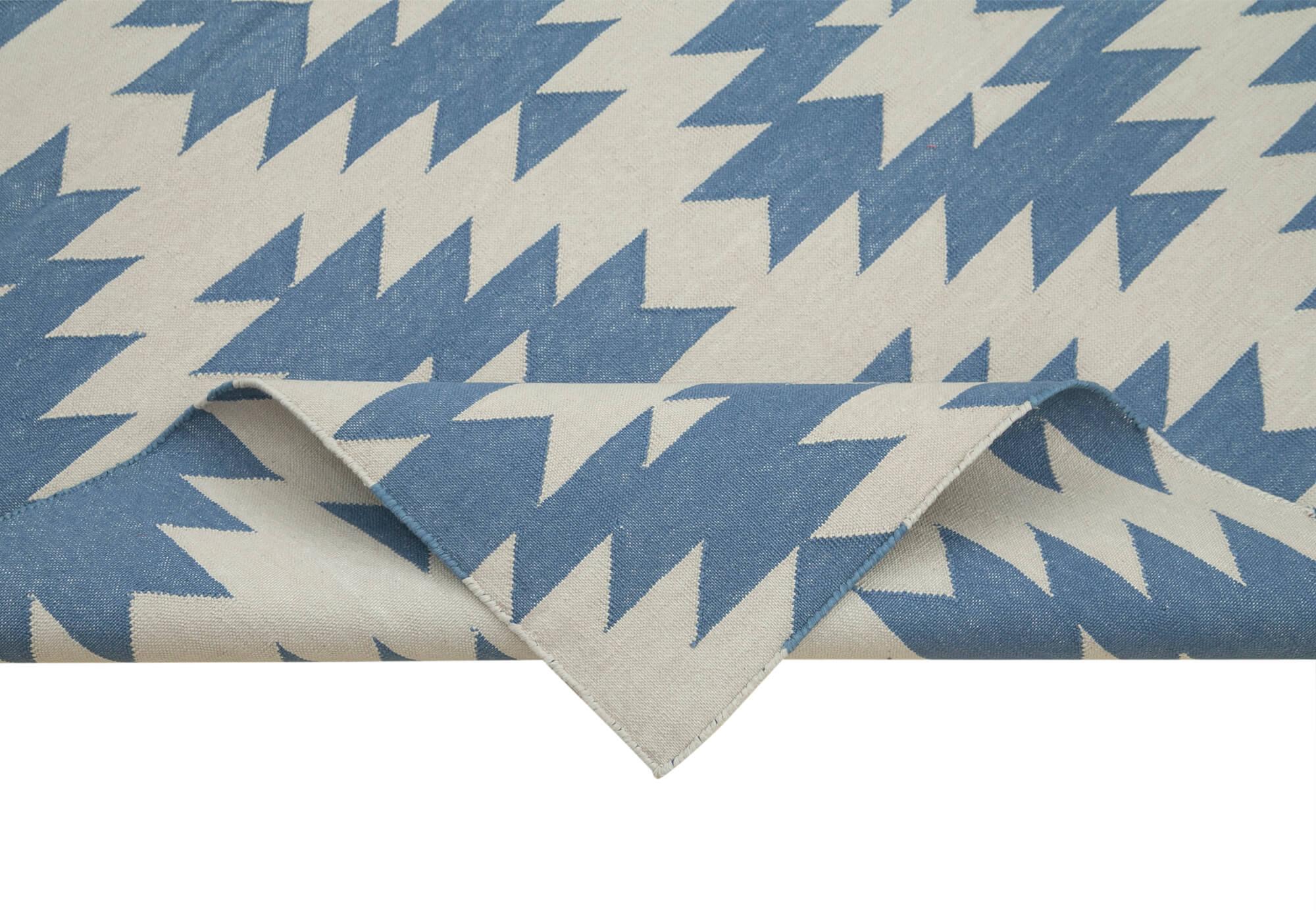 4 x 5 Blue Dhurrie Rug - 2934