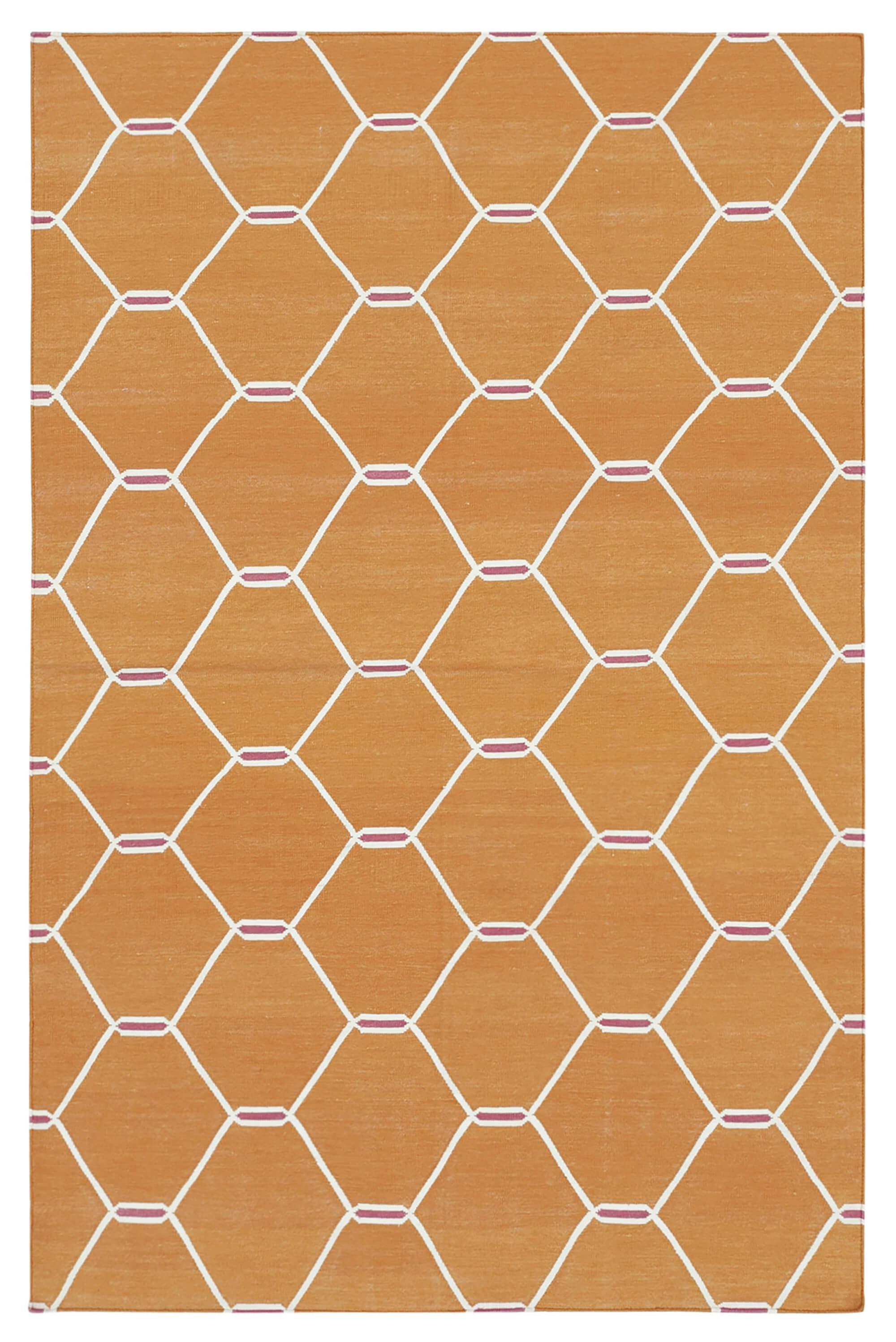 4 x 6 Orange Dhurrie Rug - 2940