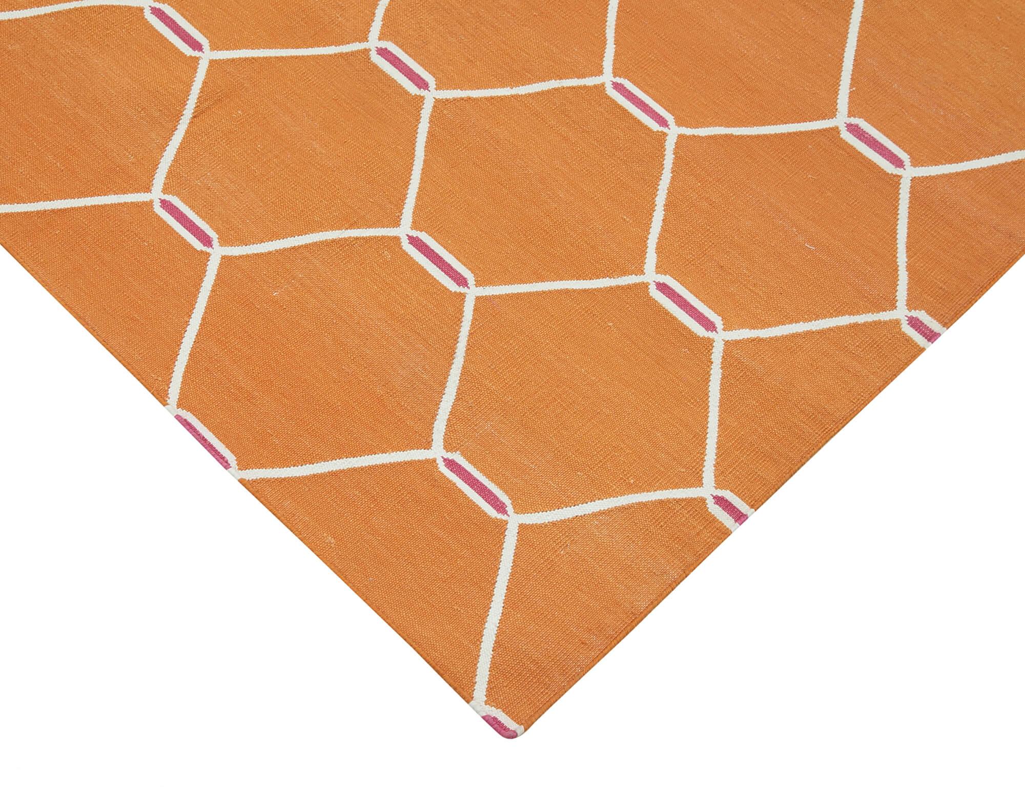 4 x 6 Orange Dhurrie Rug - 2940