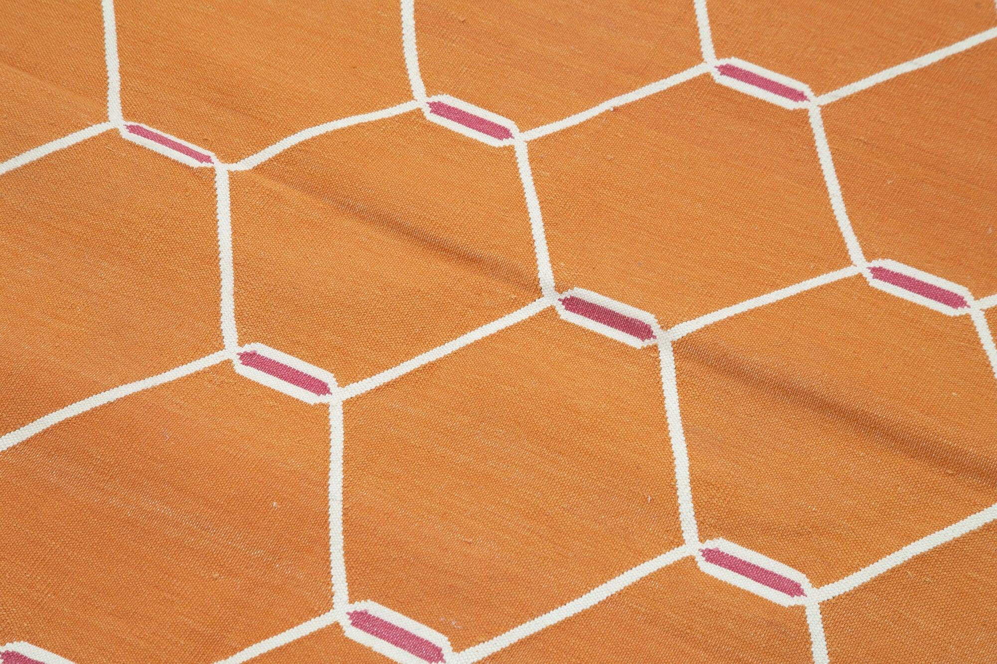 4 x 6 Orange Dhurrie Rug - 2940