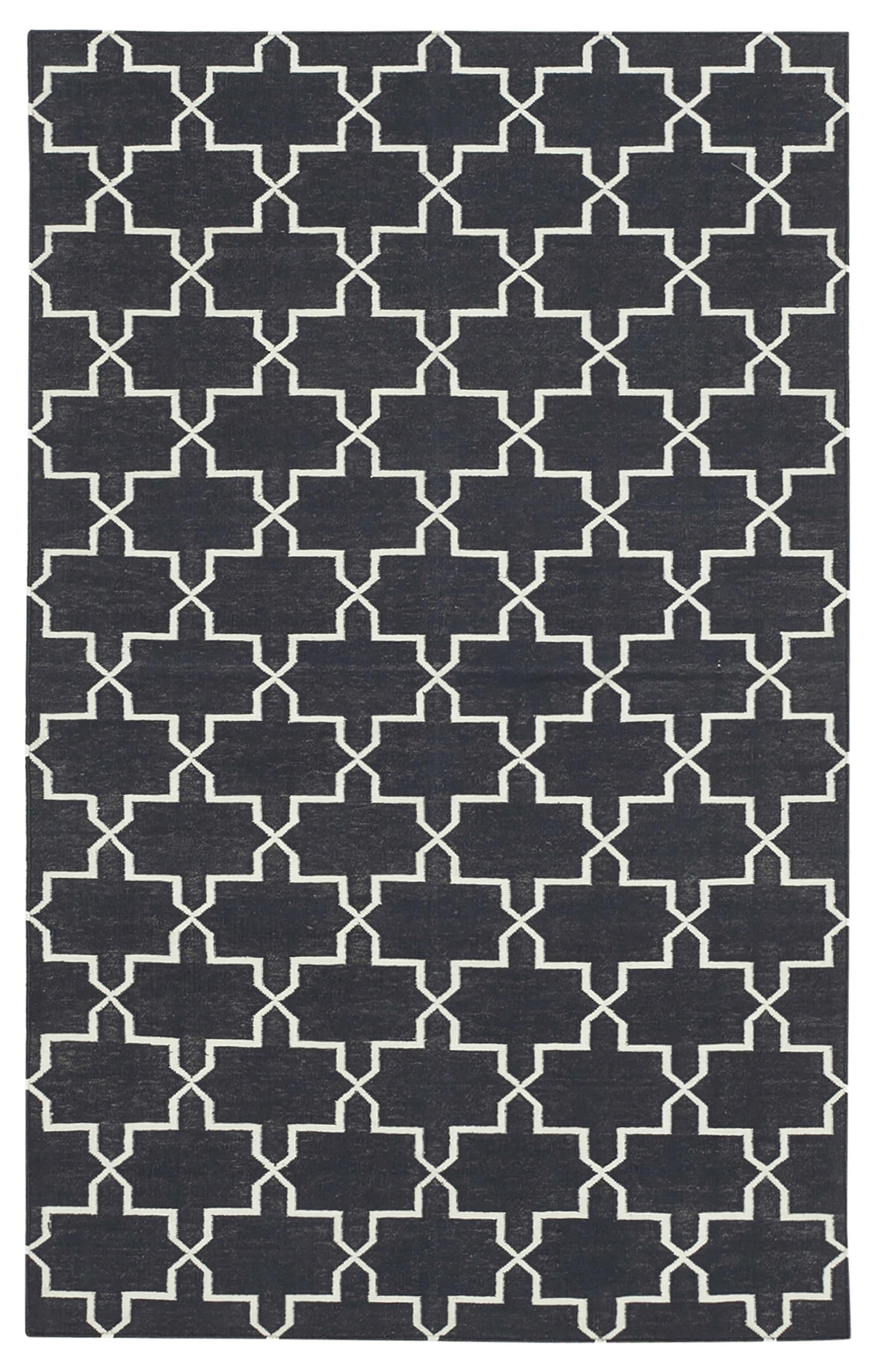 3 x 6 Black Dhurrie Rug - 2944