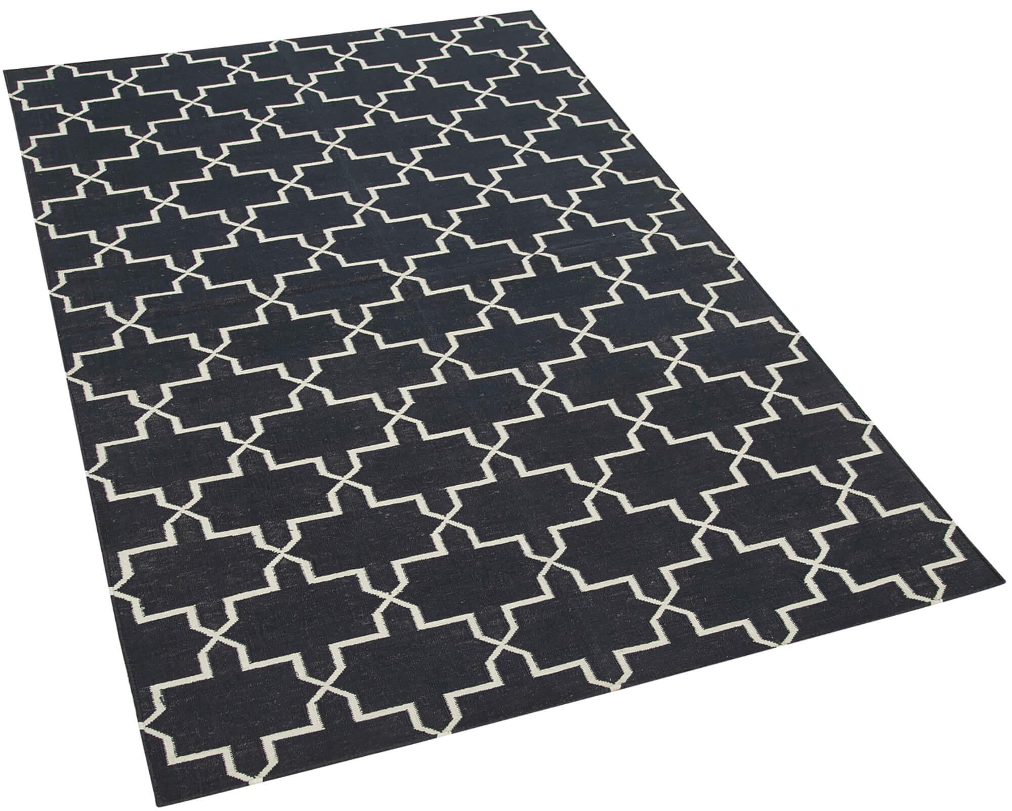 3 x 6 Black Dhurrie Rug - 2944