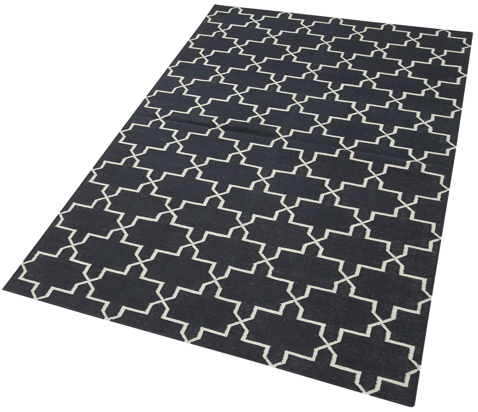 3 x 6 Black Dhurrie Rug - 2944