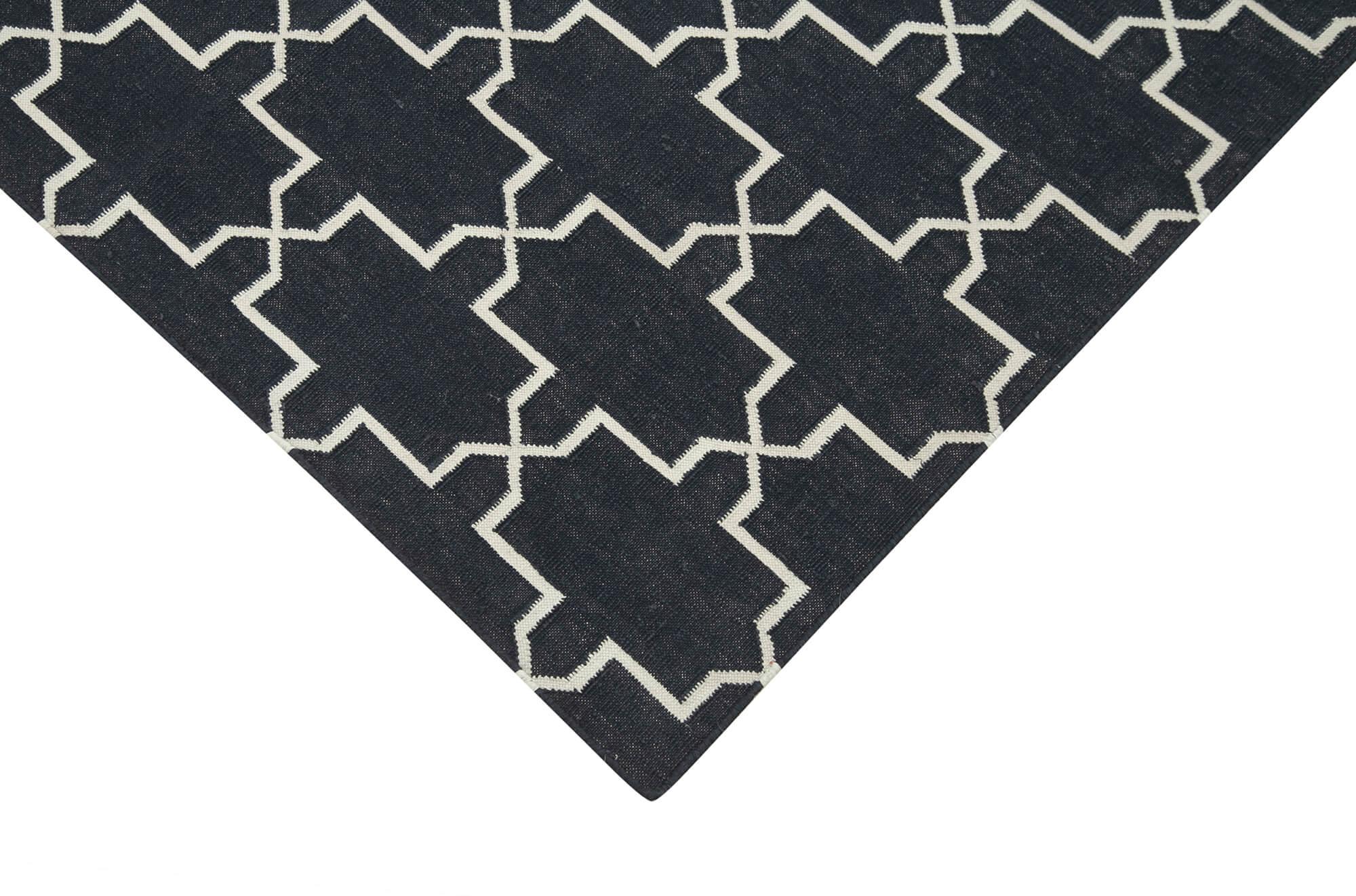 3 x 6 Black Dhurrie Rug - 2944