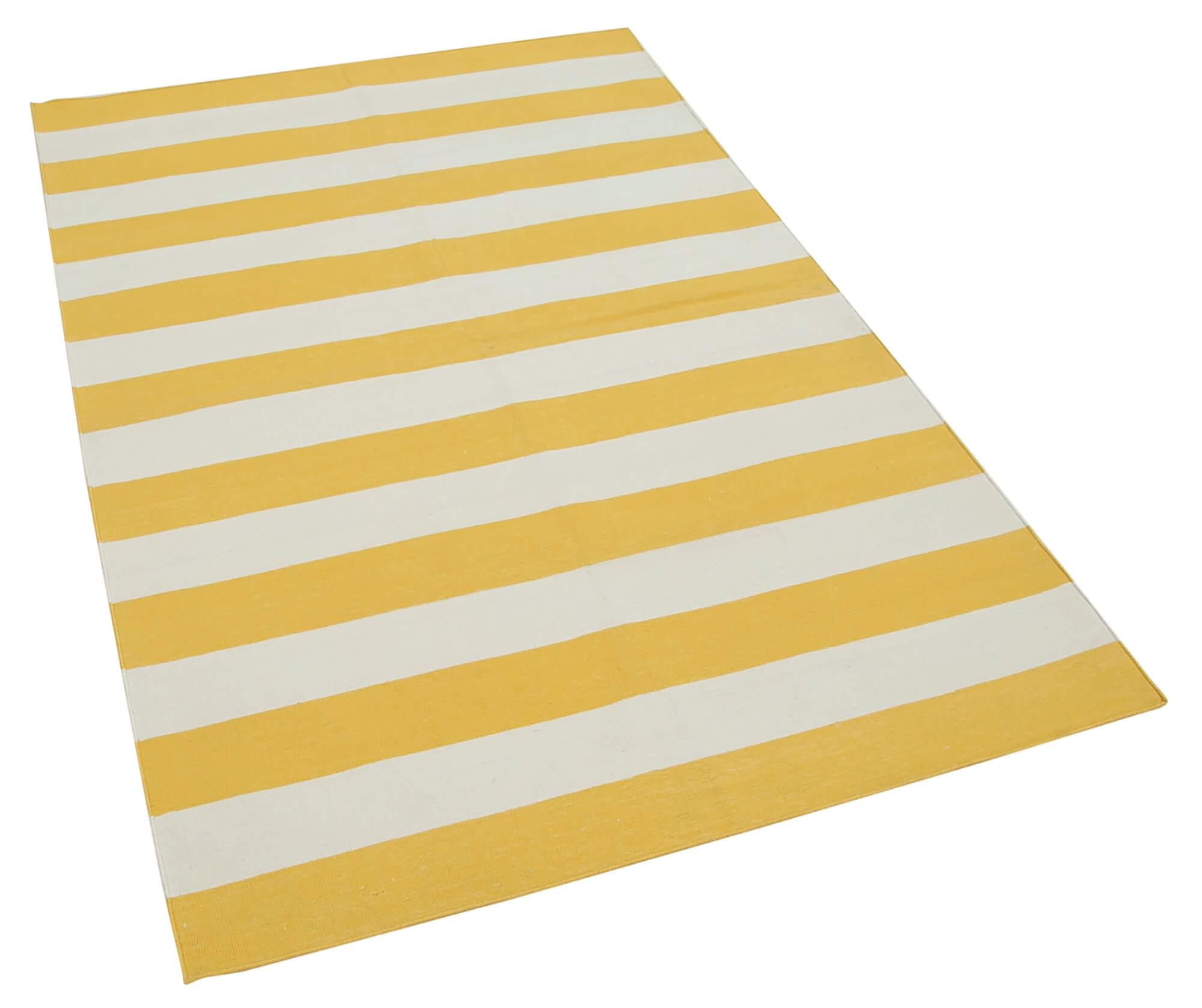 3 x 5 Yellow Dhurrie Rug - 2945