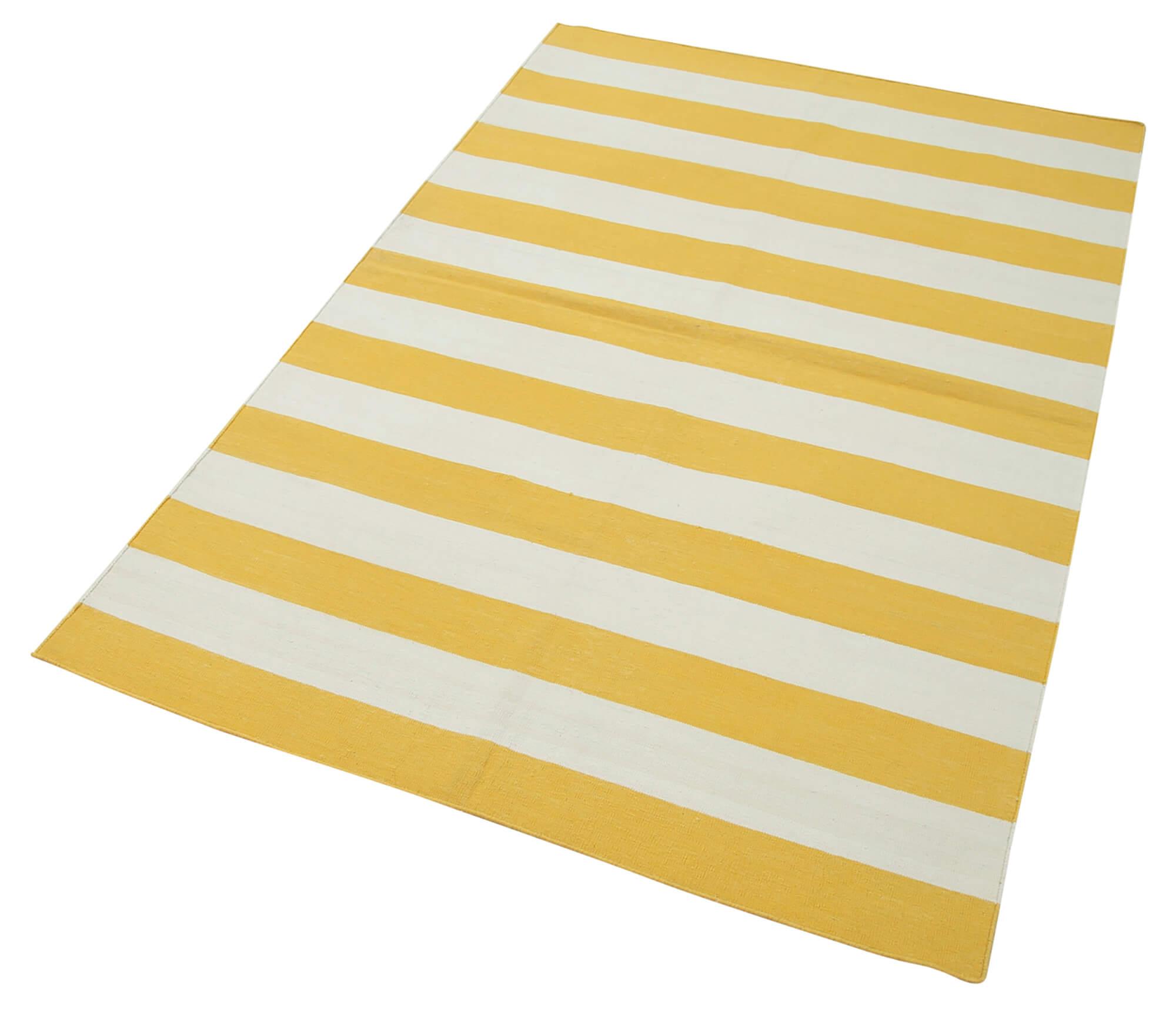 3 x 5 Yellow Dhurrie Rug - 2945