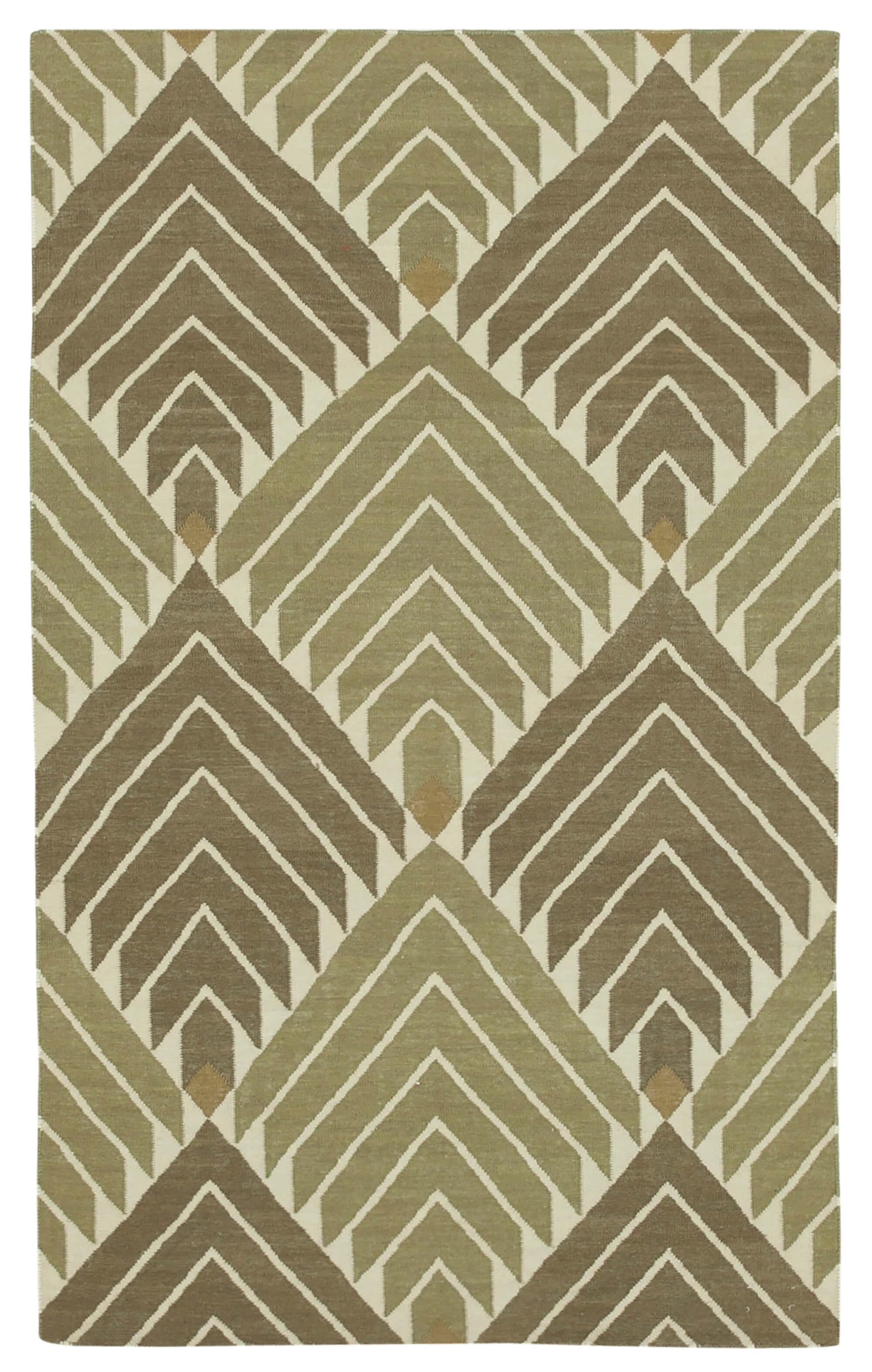 3 x 6 Green Dhurrie Rug - 2951