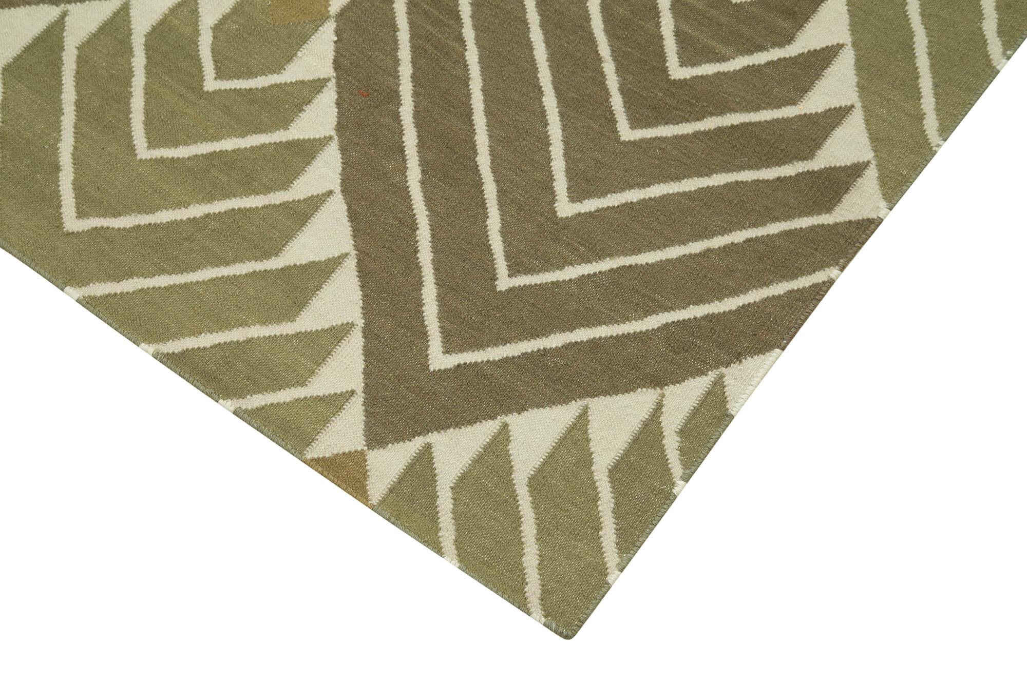 3 x 6 Green Dhurrie Rug - 2951