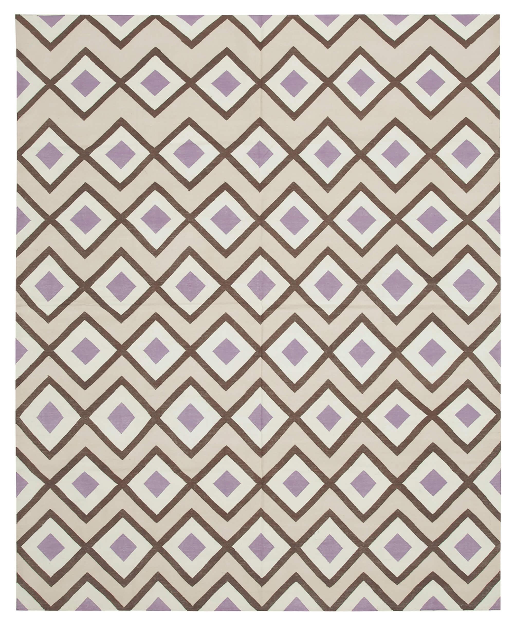 8 x 10 Beige Dhurrie Rug - 2956