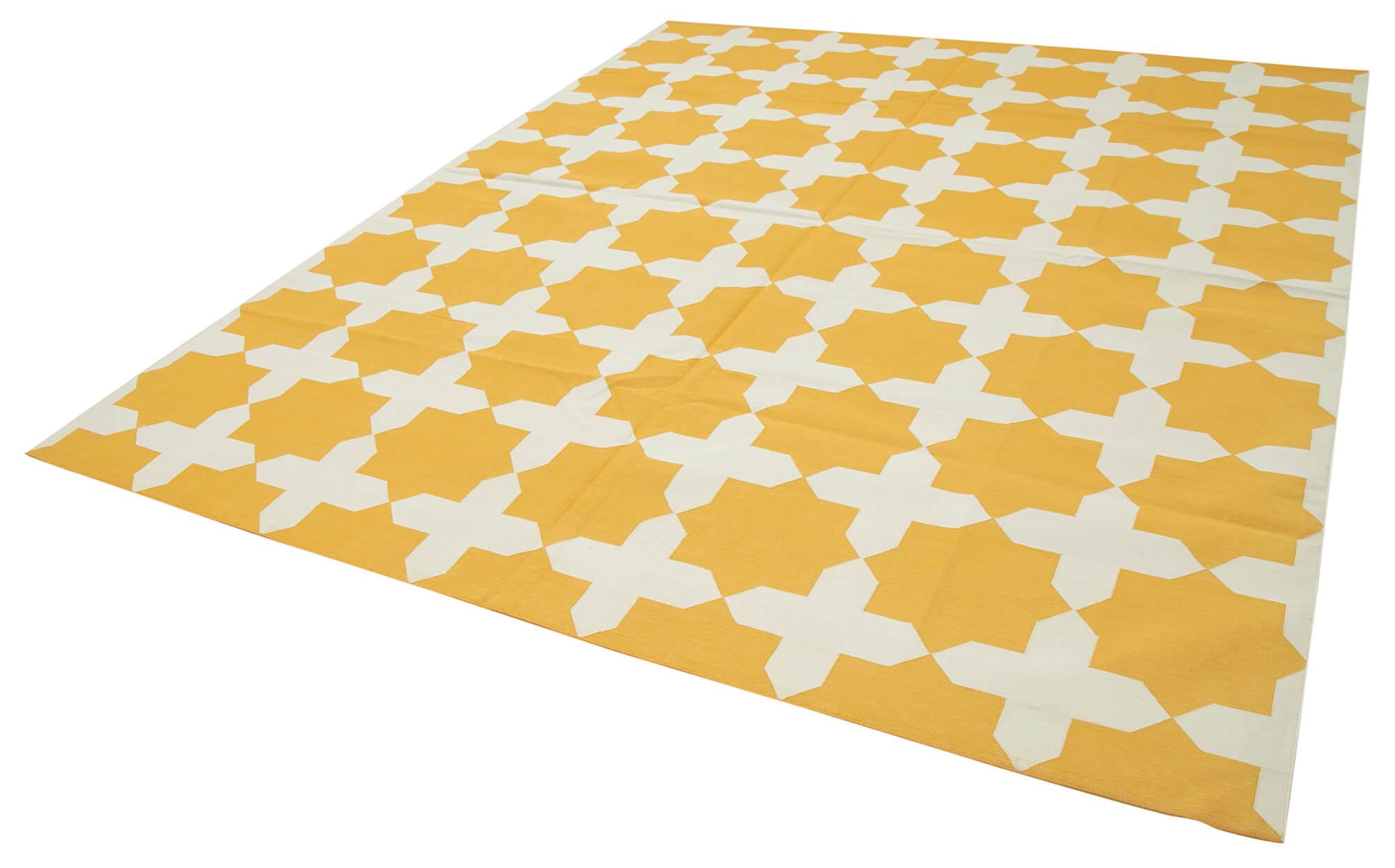 8 x 10 Yellow Dhurrie Rug - 2967