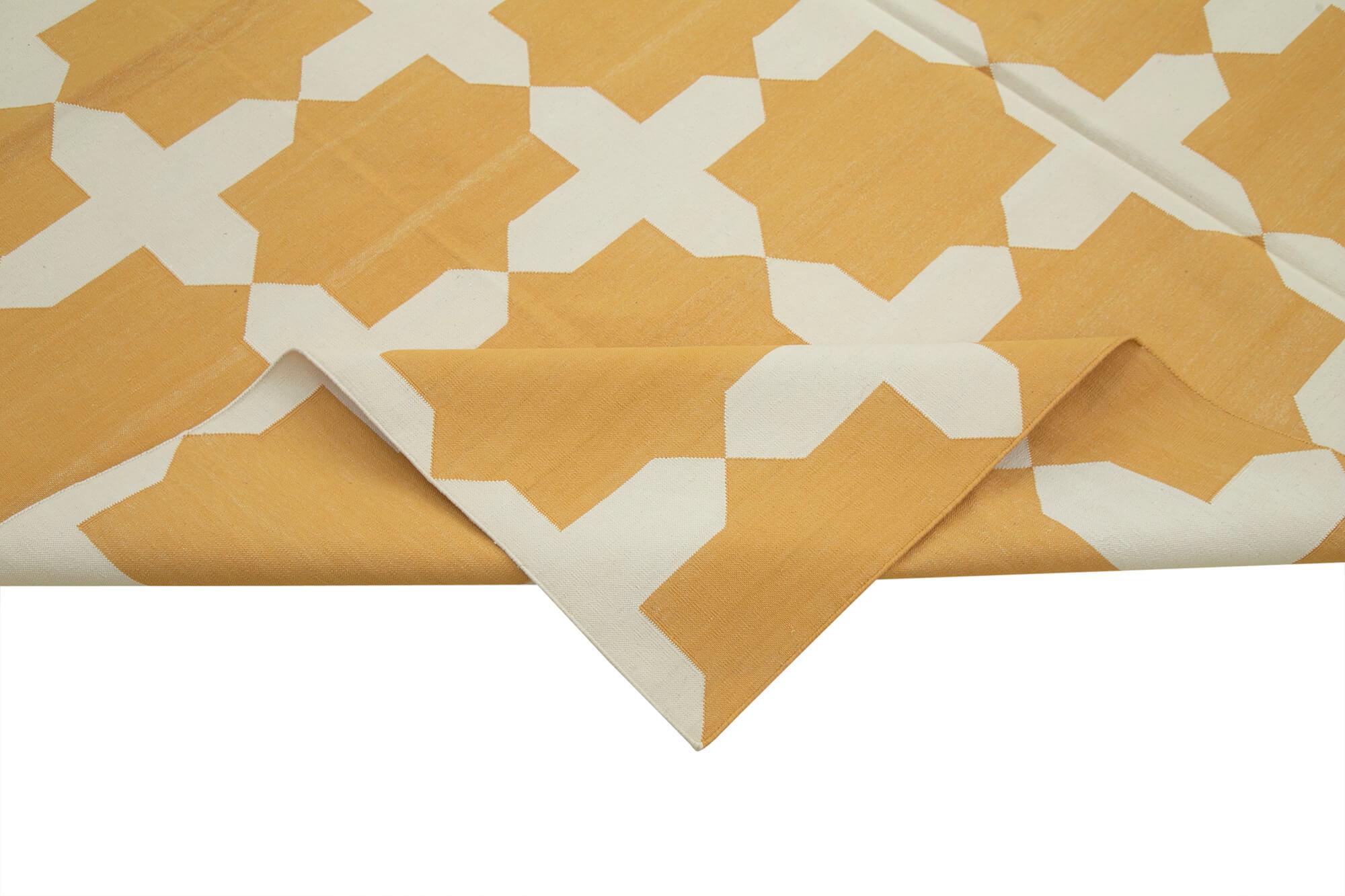 8 x 10 Yellow Dhurrie Rug - 2968