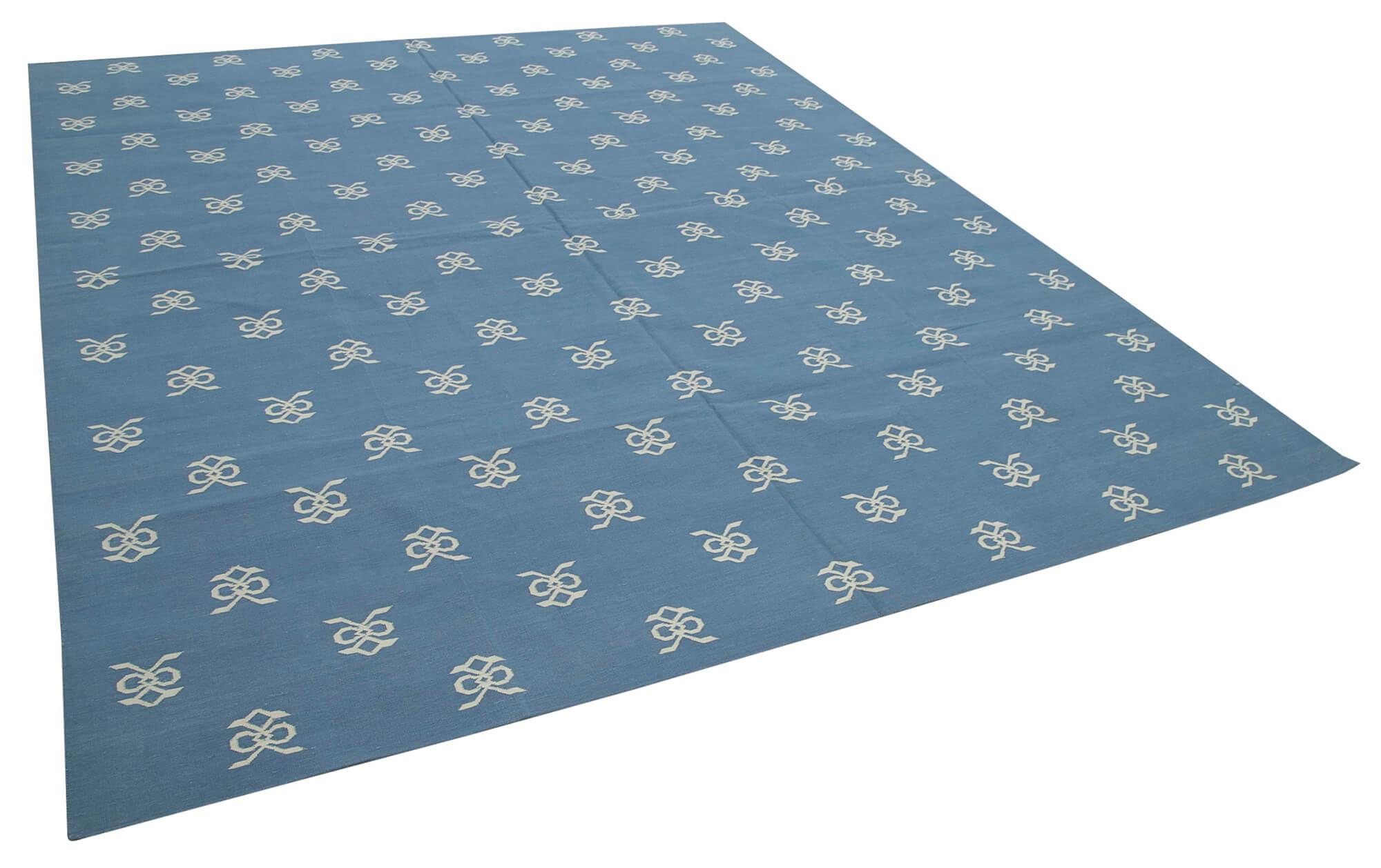 8 x 10 Blue Dhurrie Rug - 2969