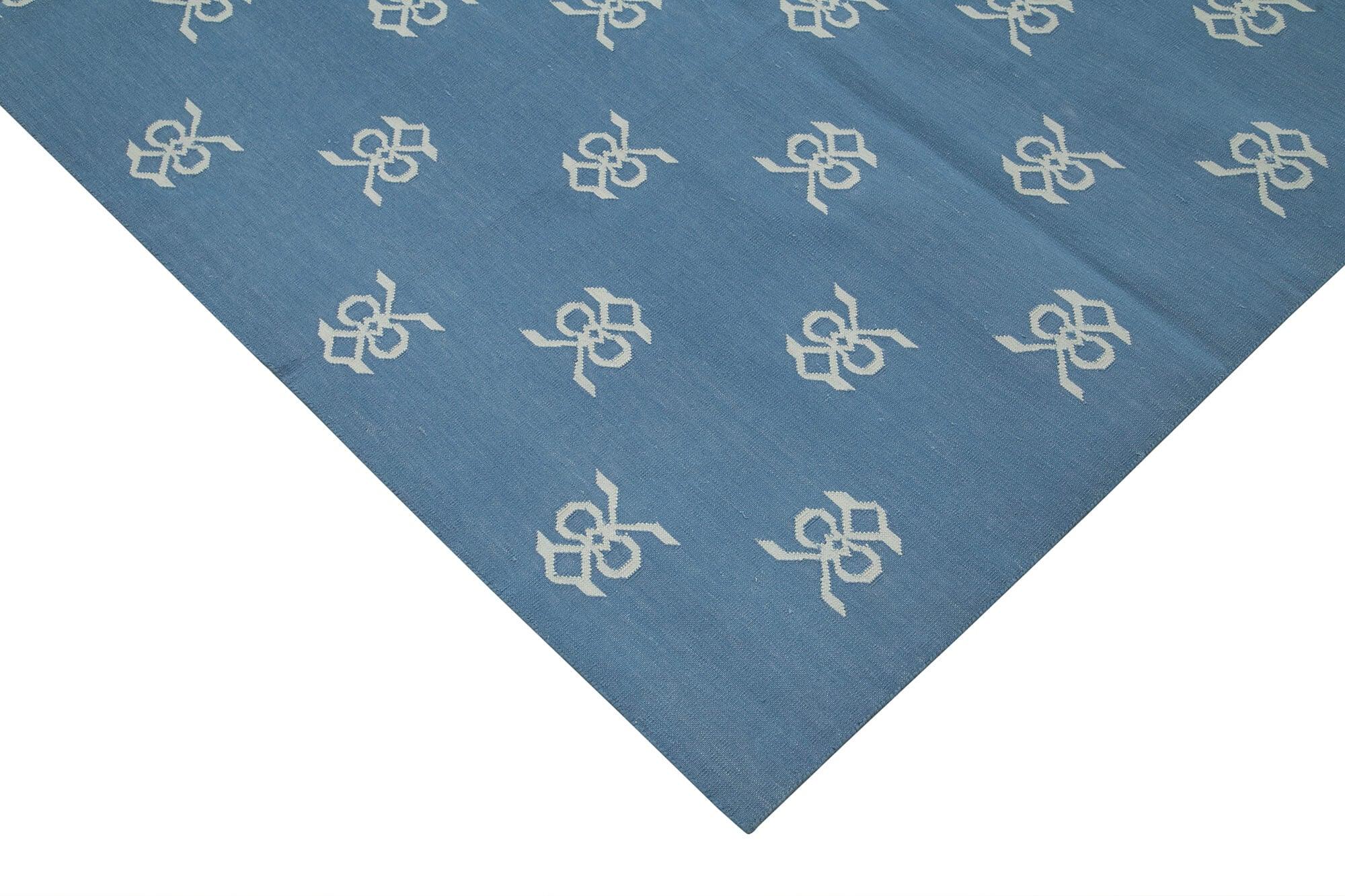 8 x 10 Blue Dhurrie Rug - 2969