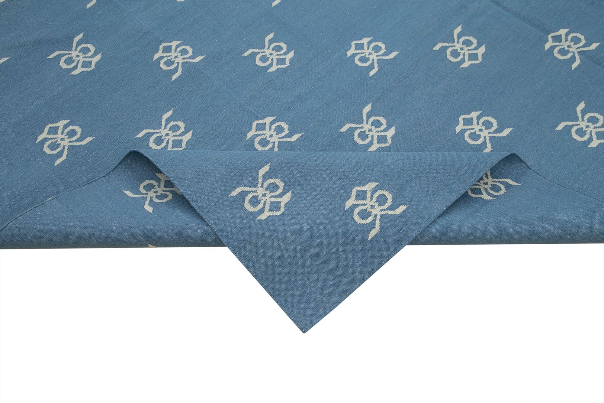 8 x 10 Blue Dhurrie Rug - 2969