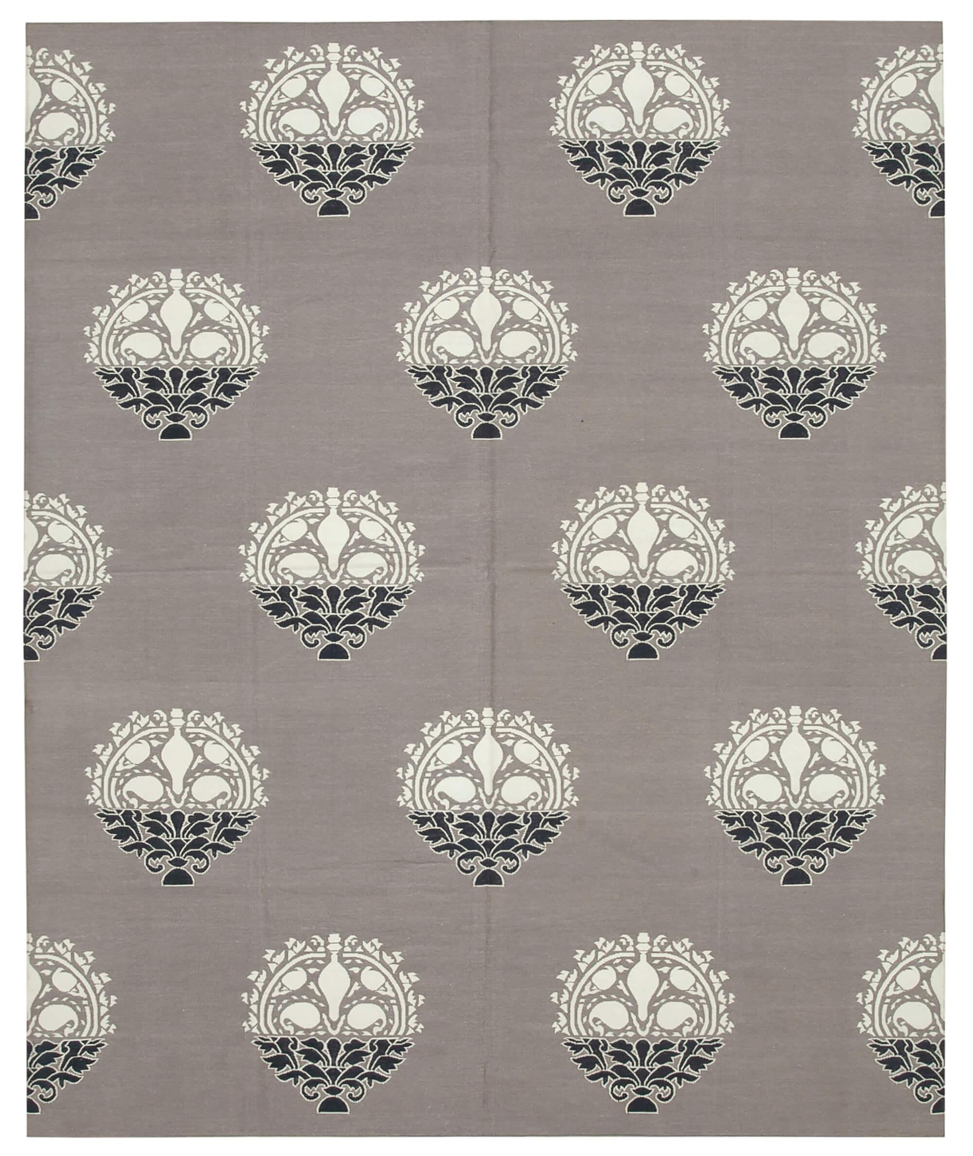 8 x 10 Grey Dhurrie Rug - 2973