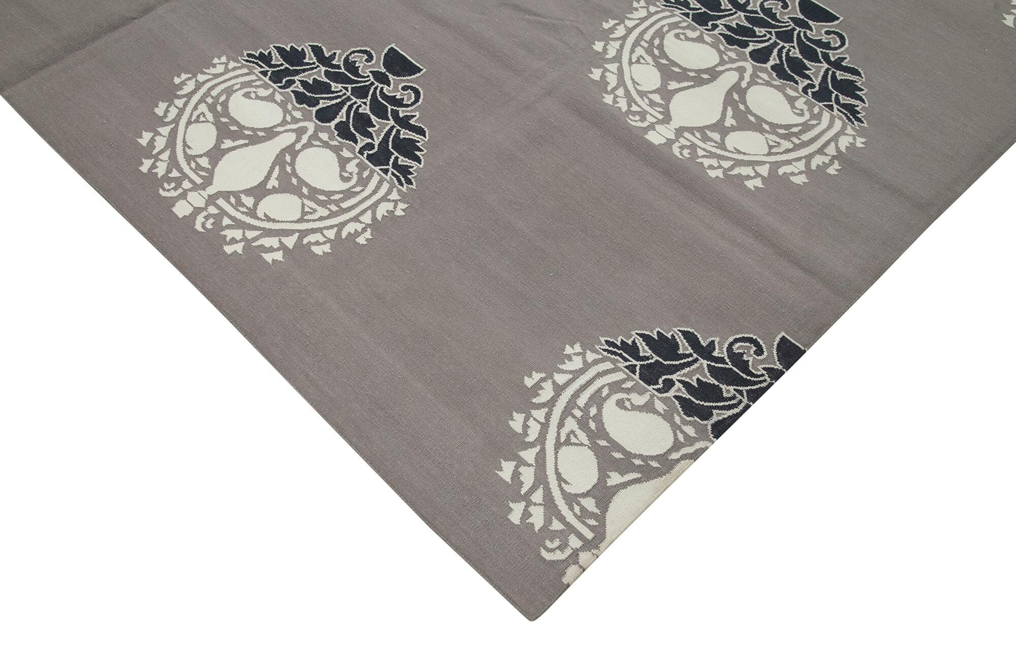 8 x 10 Grey Dhurrie Rug - 2973