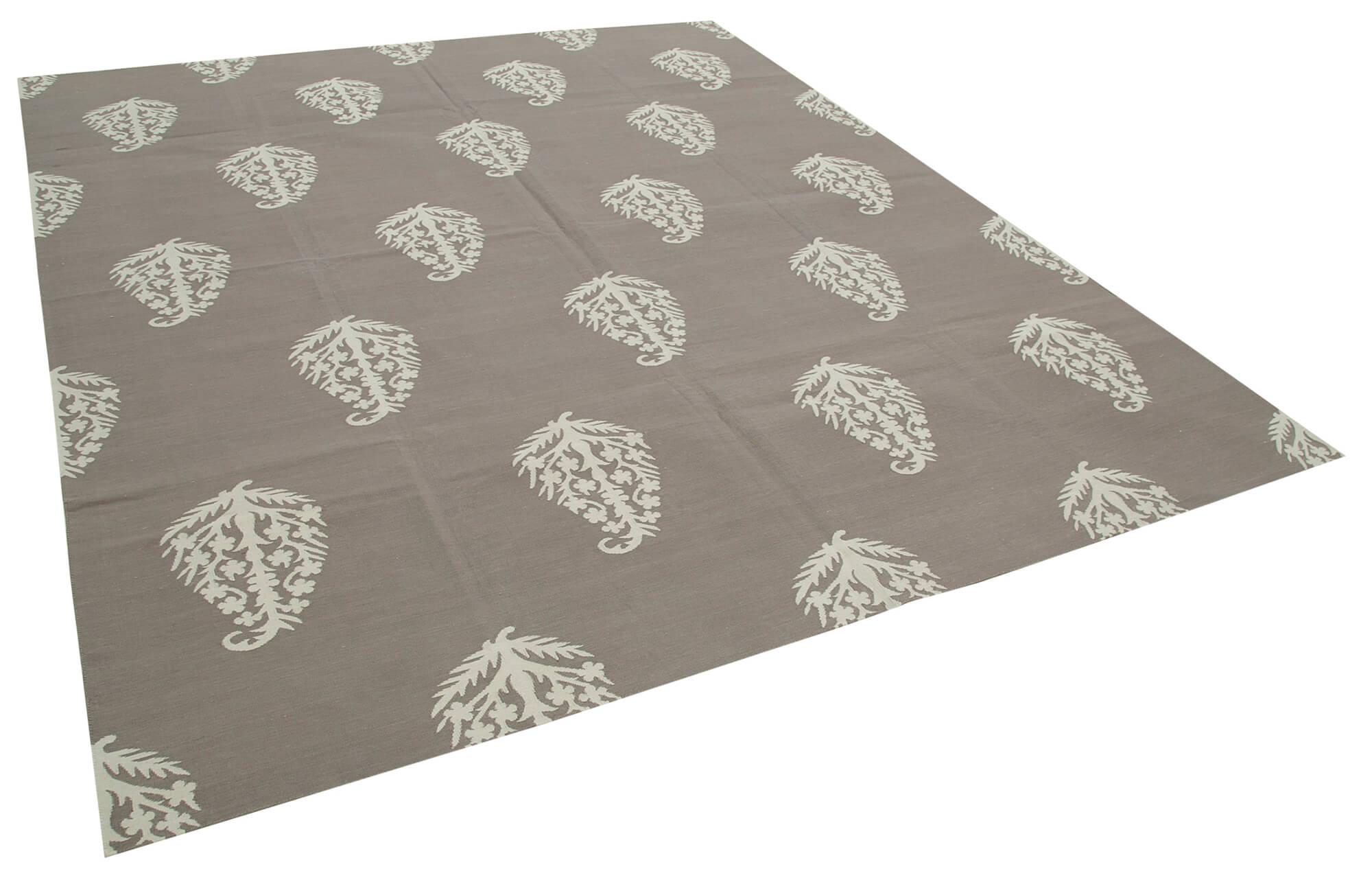 8 x 10 Grey Dhurrie Rug - 2975