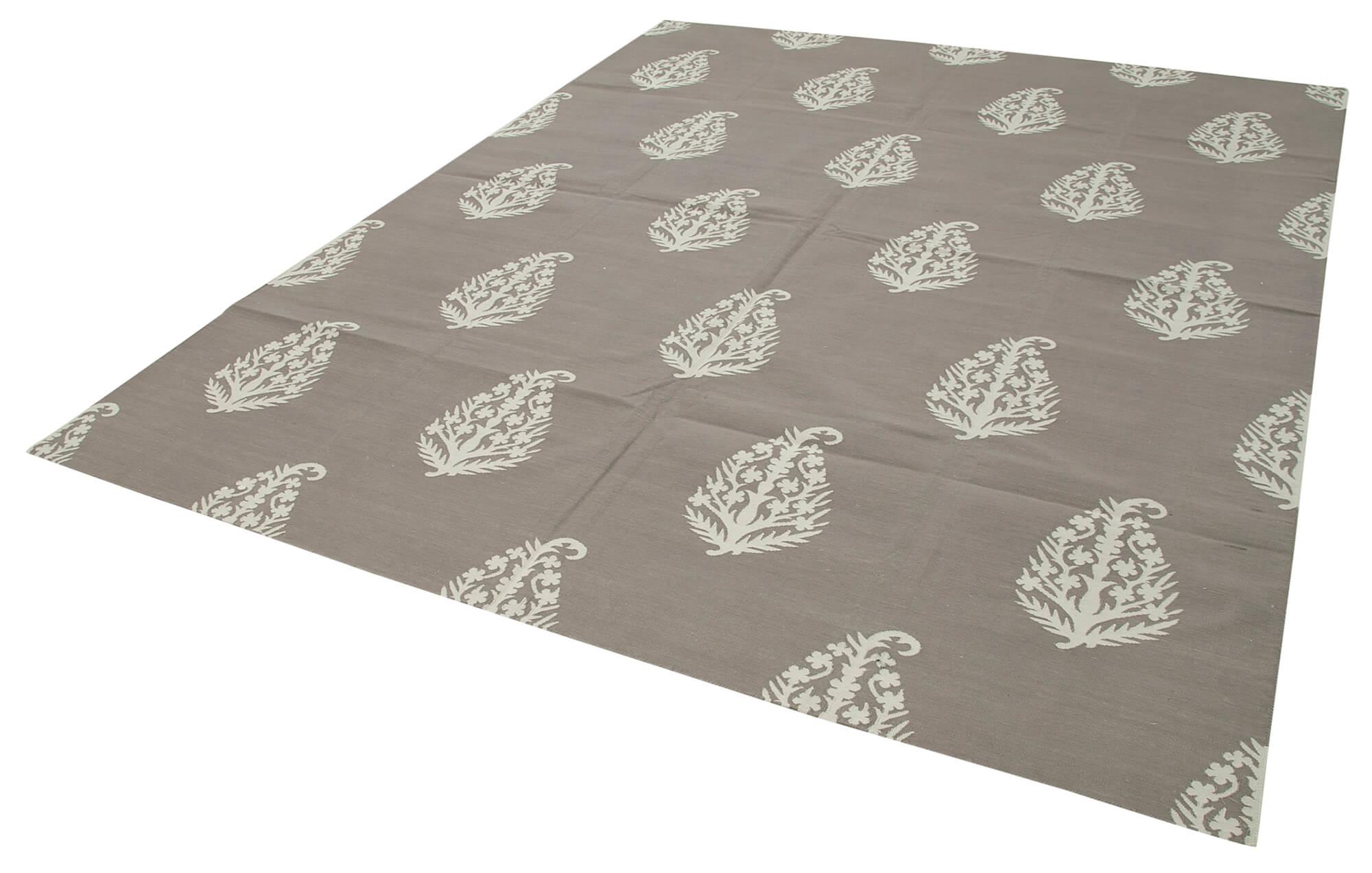 8 x 10 Grey Dhurrie Rug - 2975