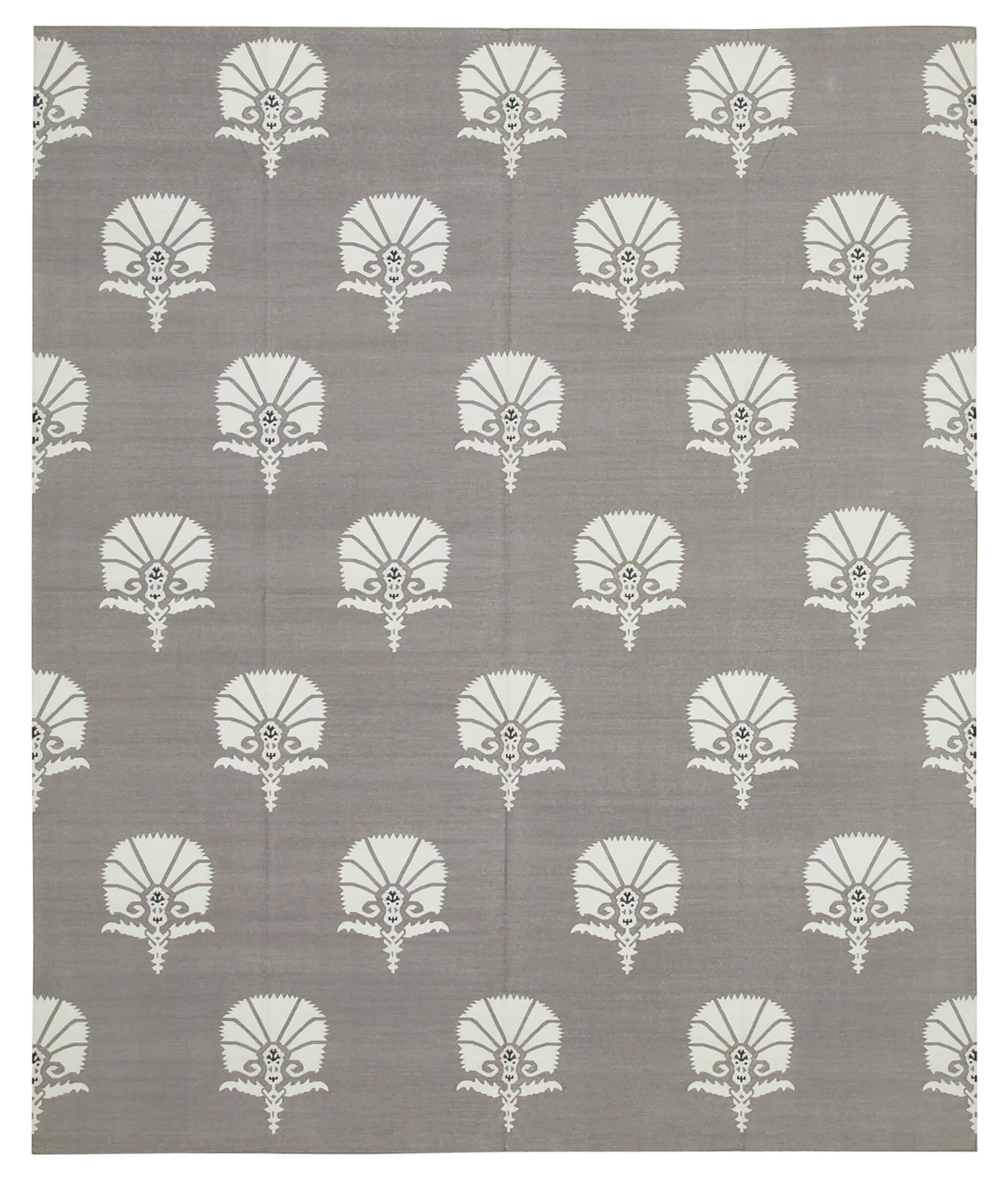 8 x 10 Grey Dhurrie Rug - 2976