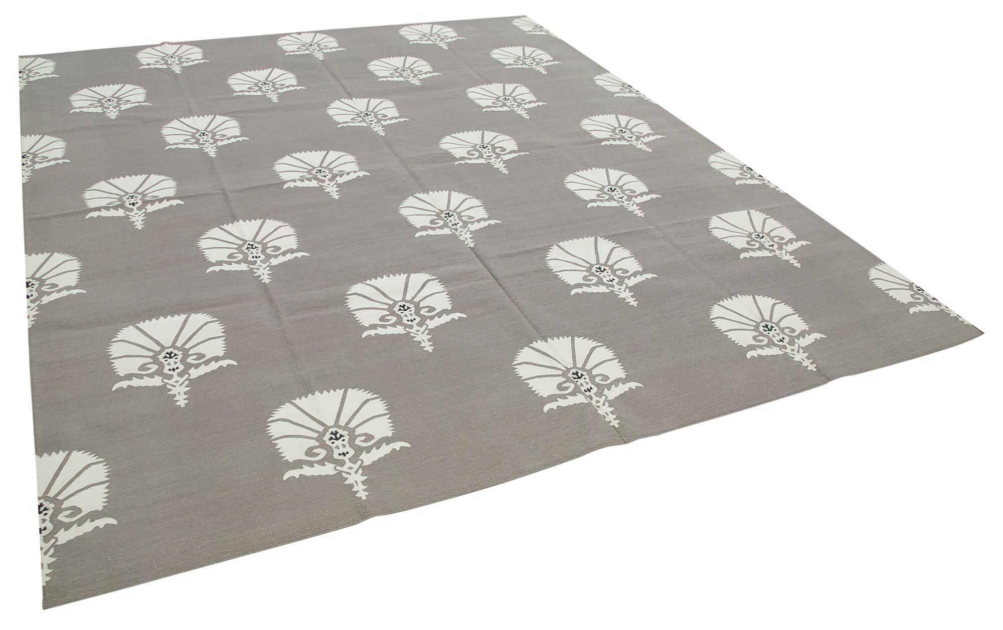 8 x 10 Grey Dhurrie Rug - 2976