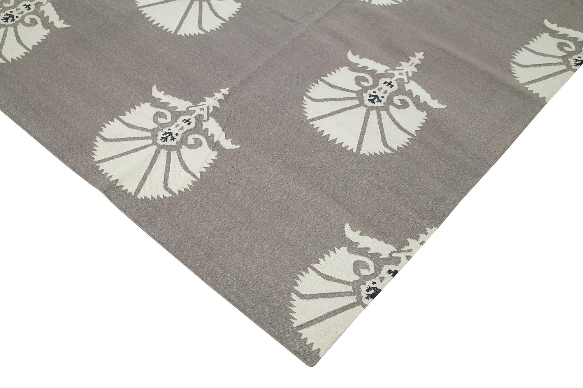 8 x 10 Grey Dhurrie Rug - 2976