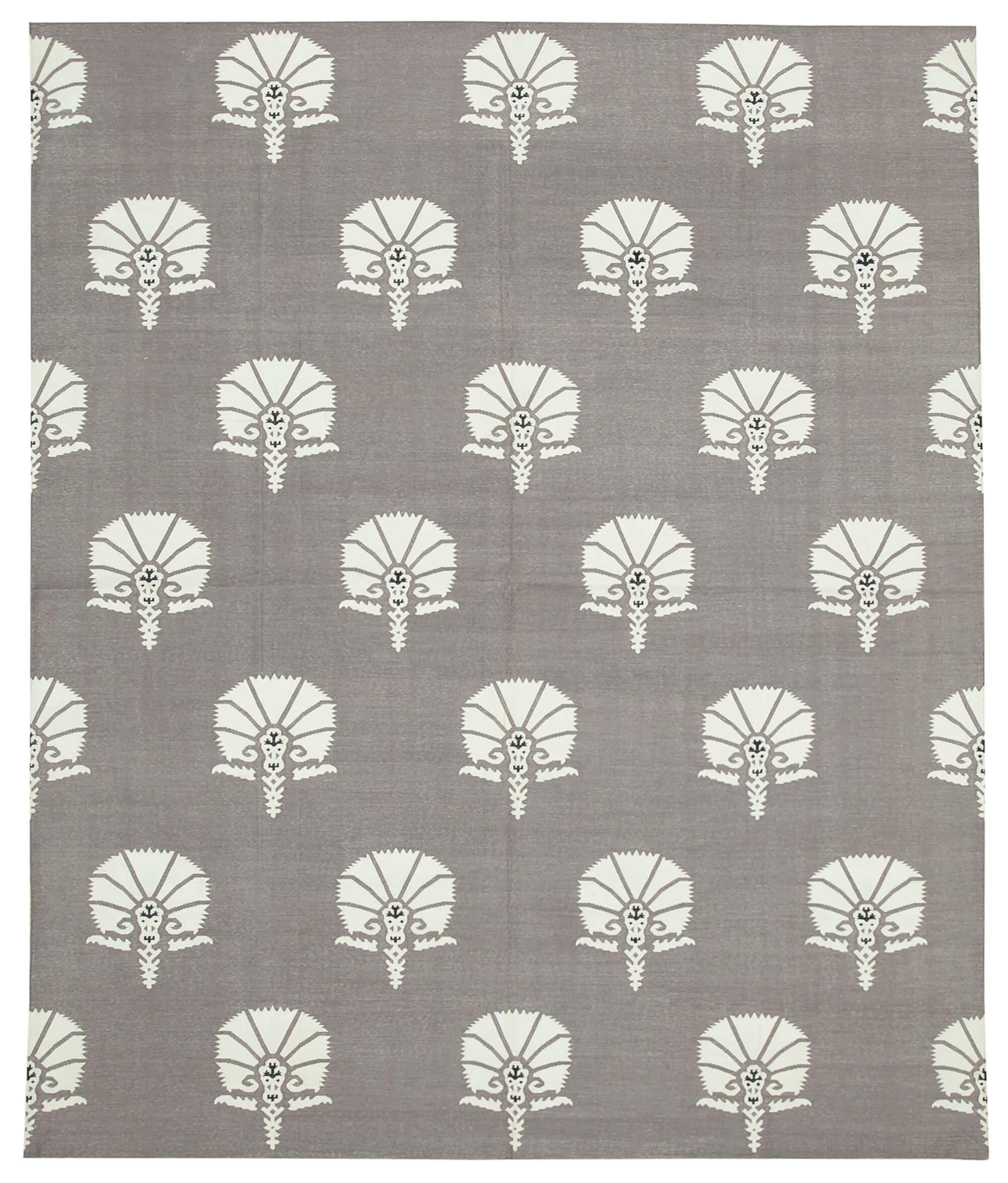 8 x 10 Grey Dhurrie Rug - 2977