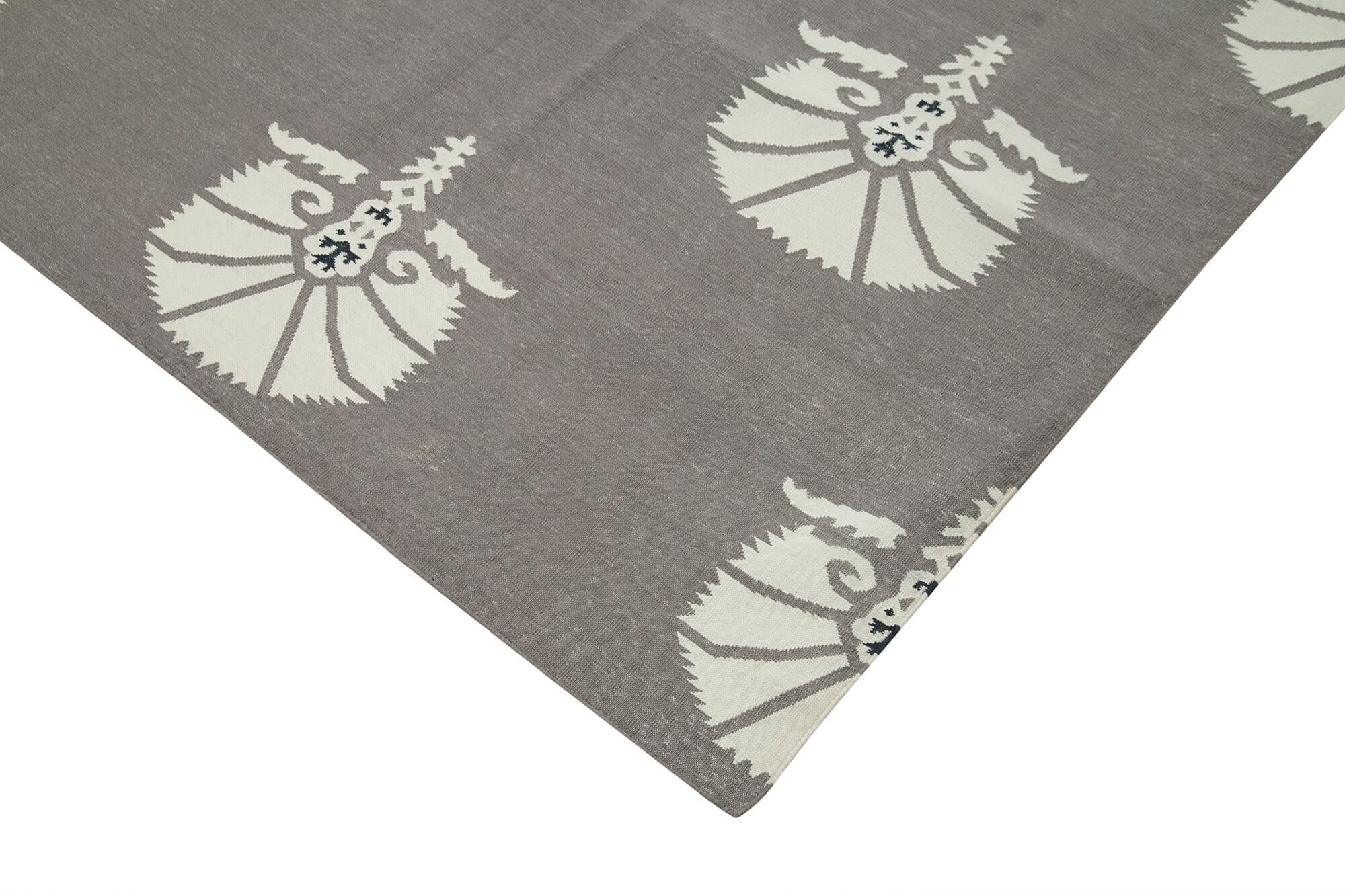 8 x 10 Grey Dhurrie Rug - 2977