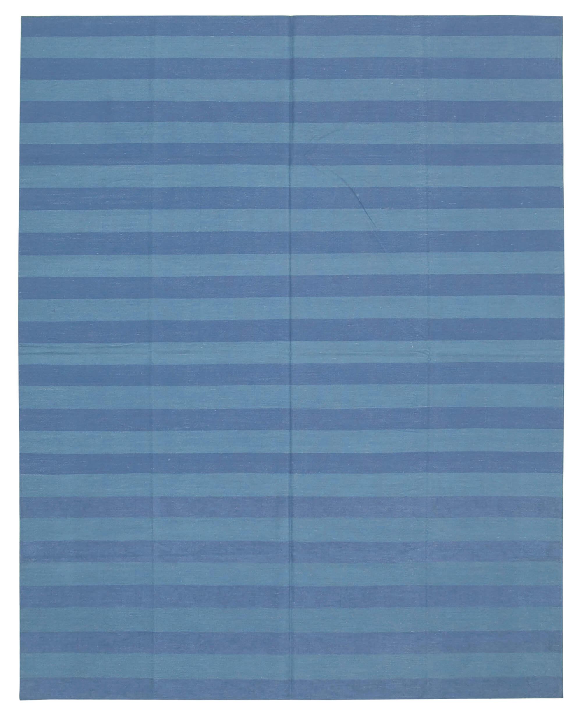 8 x 10 Blue Dhurrie Rug - 2981