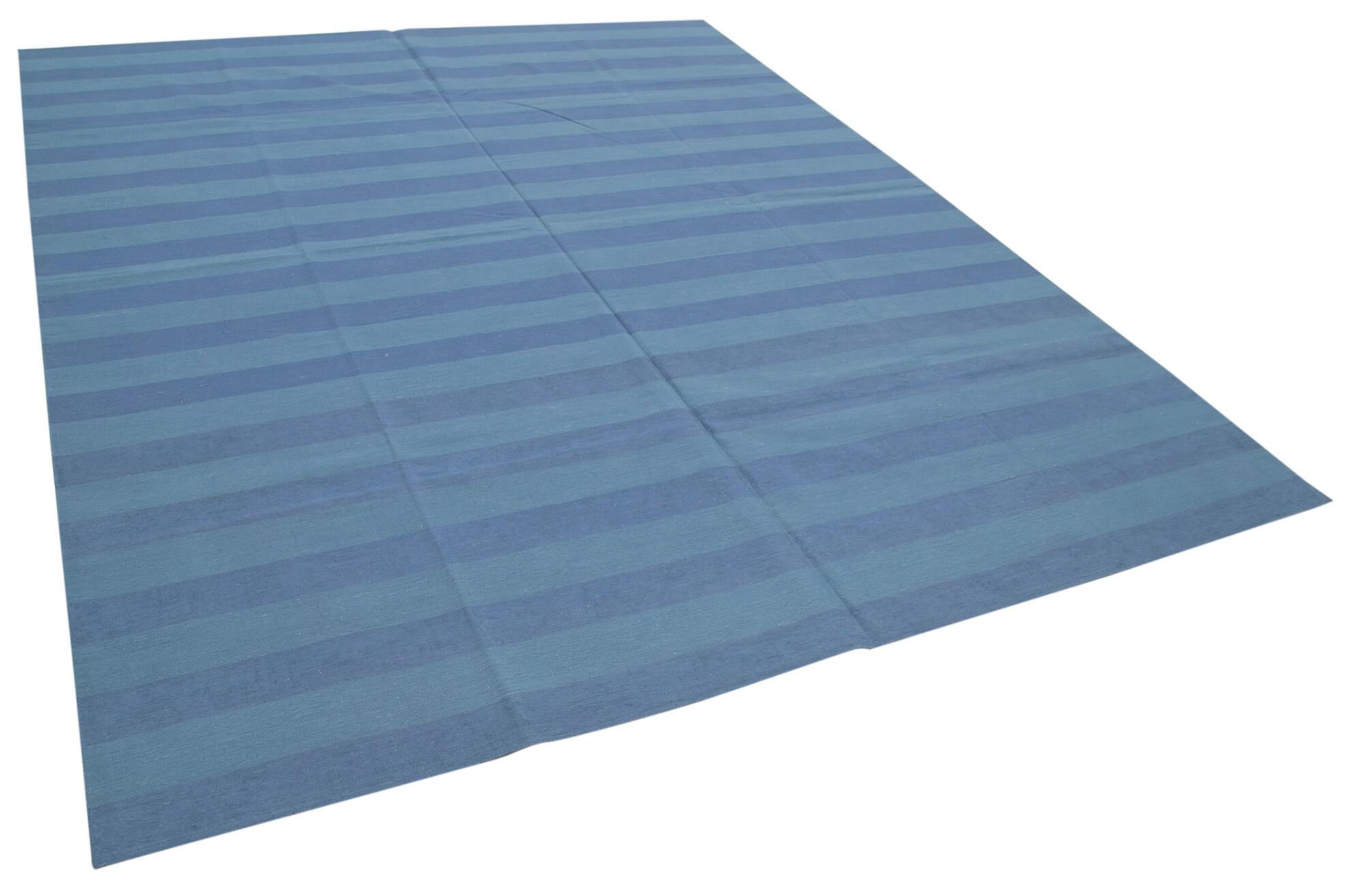 8 x 10 Blue Dhurrie Rug - 2981