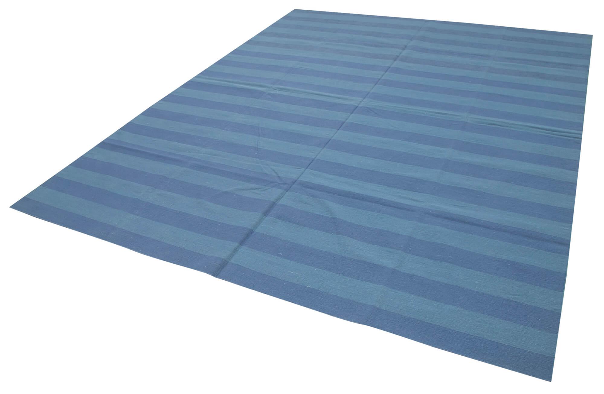 8 x 10 Blue Dhurrie Rug - 2981