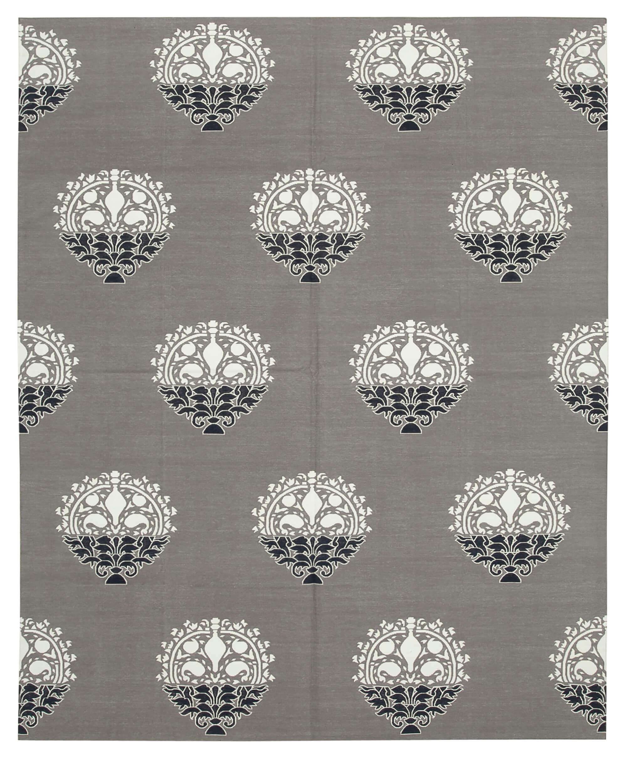 8 x 10 Grey Dhurrie Rug - 2984