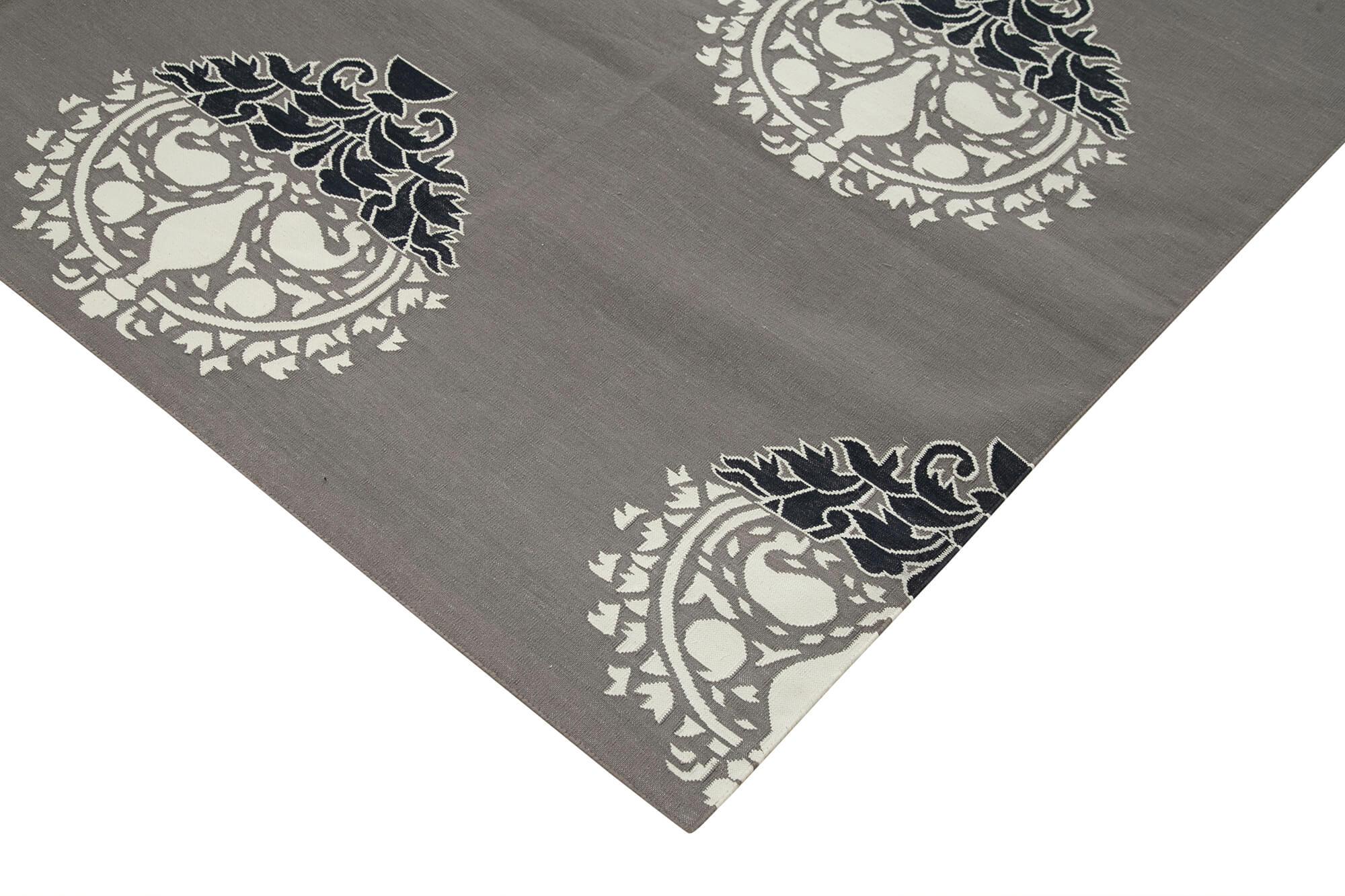 8 x 10 Grey Dhurrie Rug - 2984