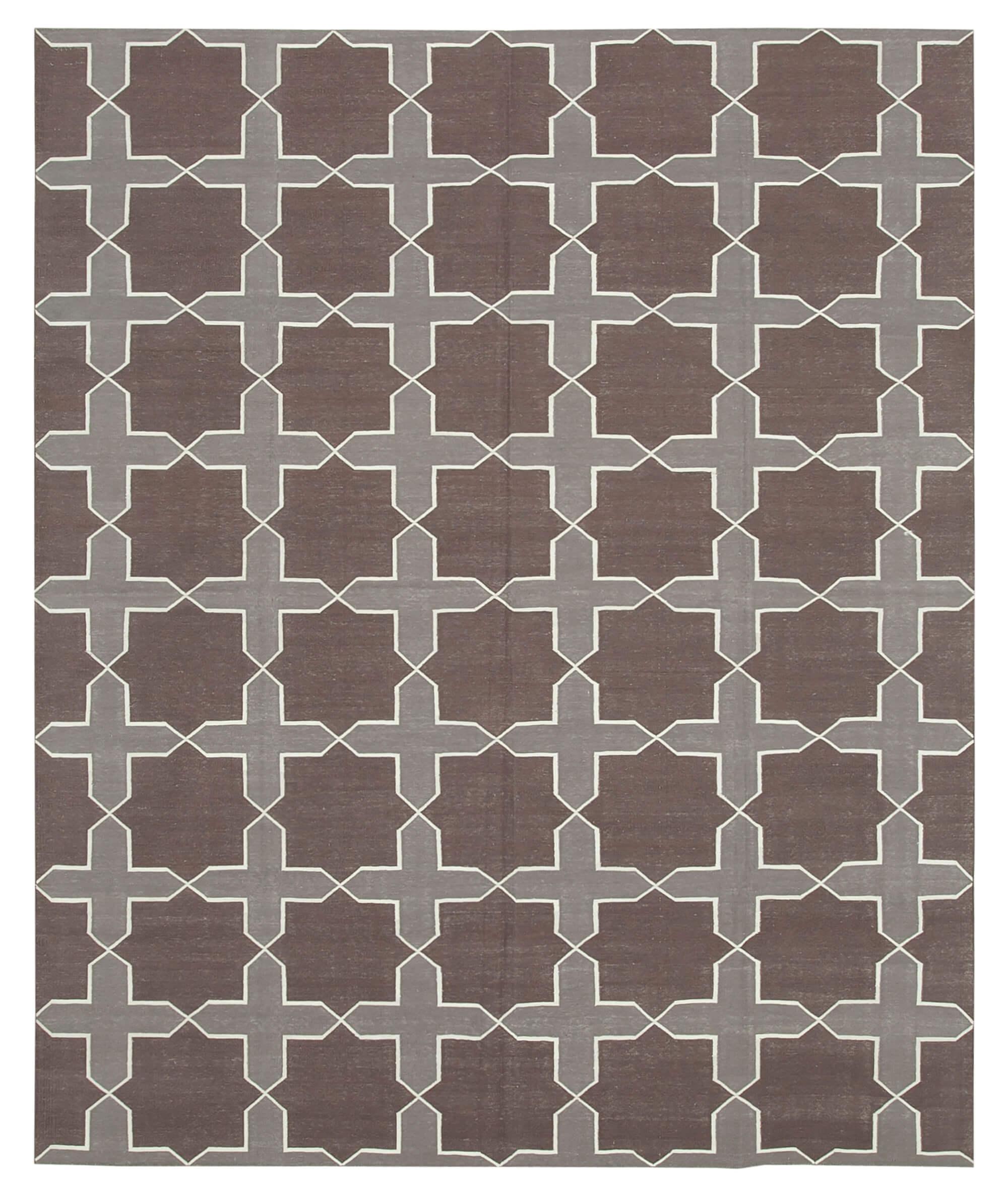 8 x 10 Brown Dhurrie Rug - 2986