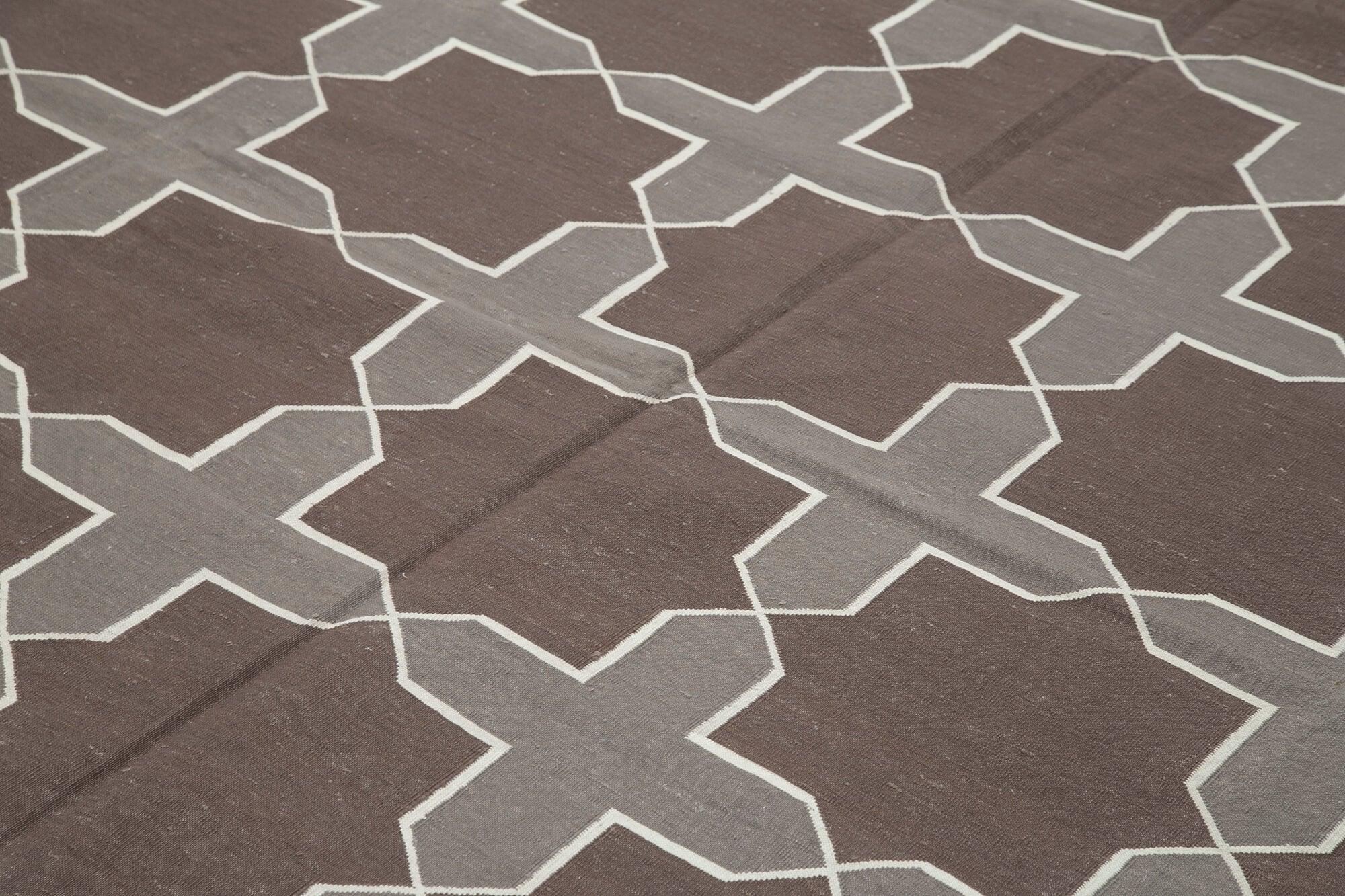 8 x 10 Brown Dhurrie Rug - 2986