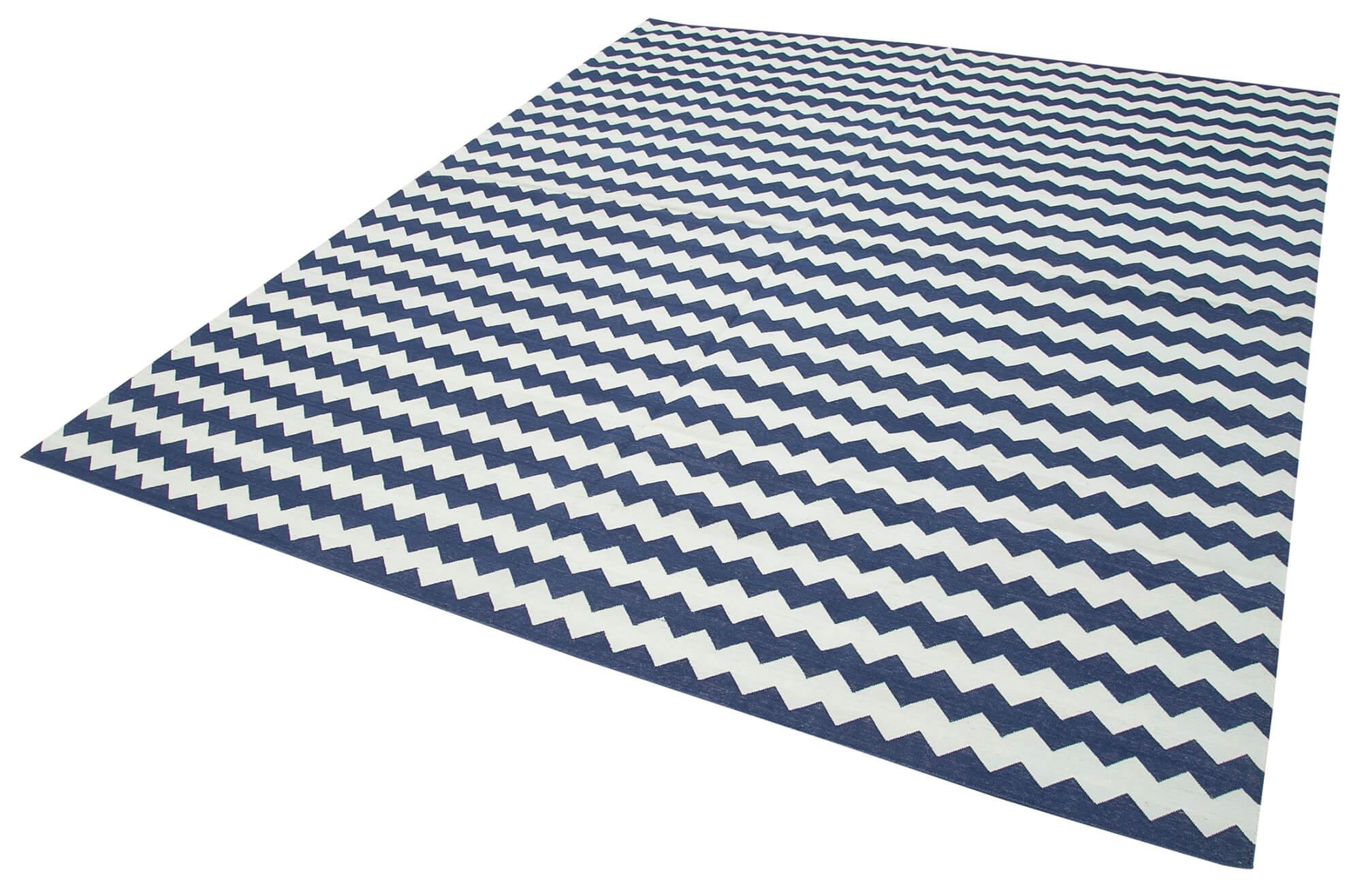 8 x 10 Blue Dhurrie Rug - 2987