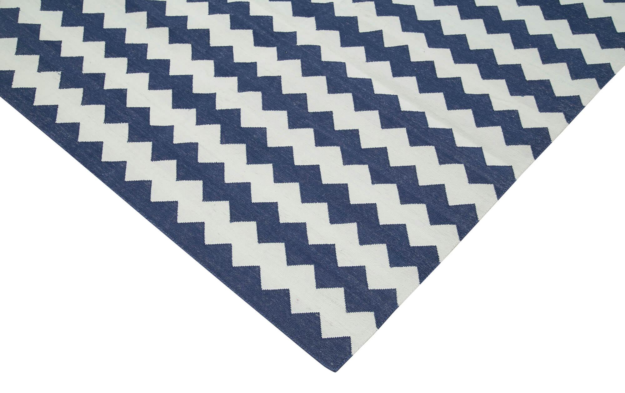 8 x 10 Blue Dhurrie Rug - 2987