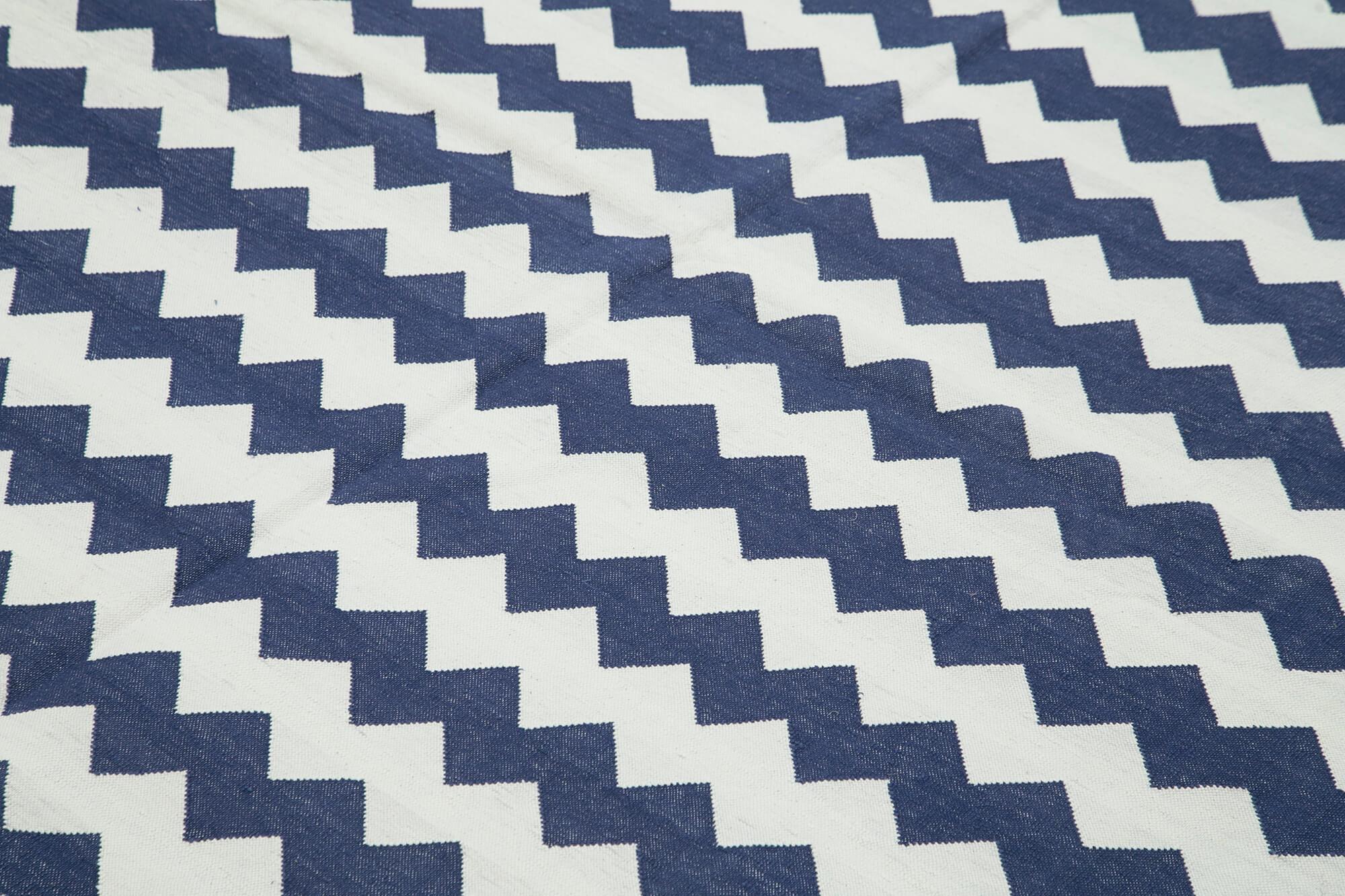 8 x 10 Blue Dhurrie Rug - 2987