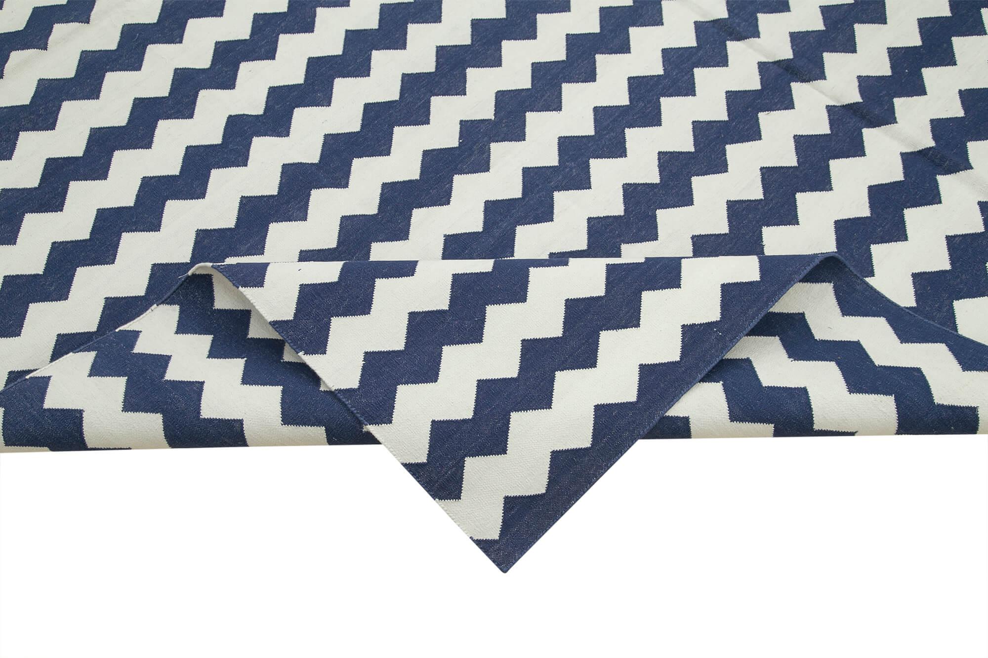 8 x 10 Blue Dhurrie Rug - 2987