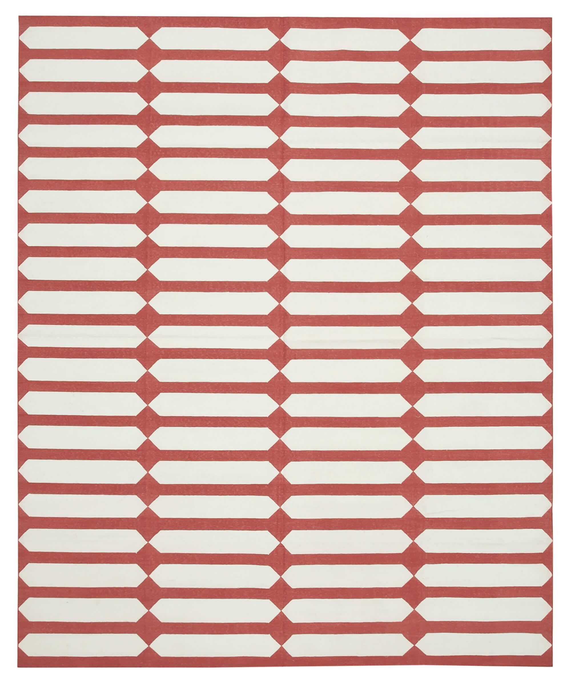 8 x 10 Red Dhurrie Rug - 2992